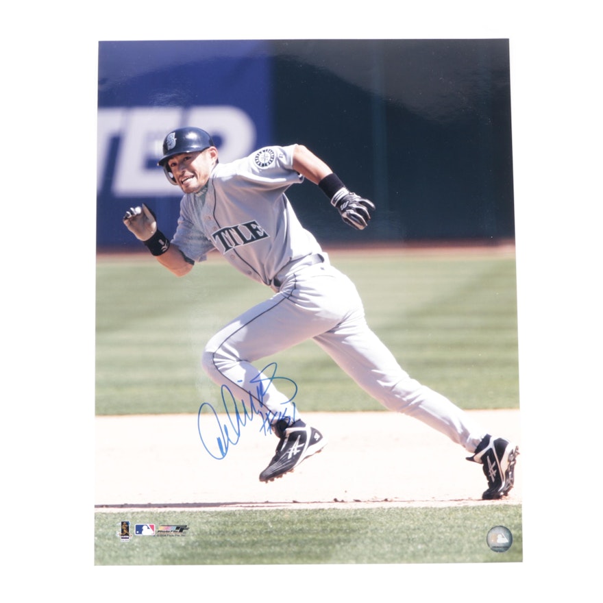 Ichiro Suzuki Signed Seattle Mariners Major League Baseball Action Print, COA