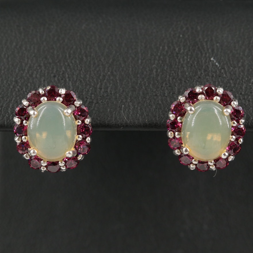 Sterling Opal and Garnet Earrings