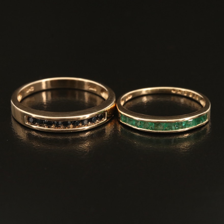 10K Emerald and Sapphire Bands