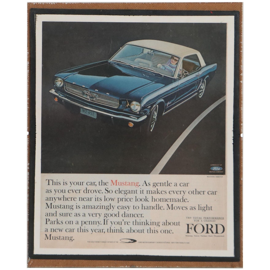 Offset Lithograph Mustang Hardtop Advertisement, Circa 1966