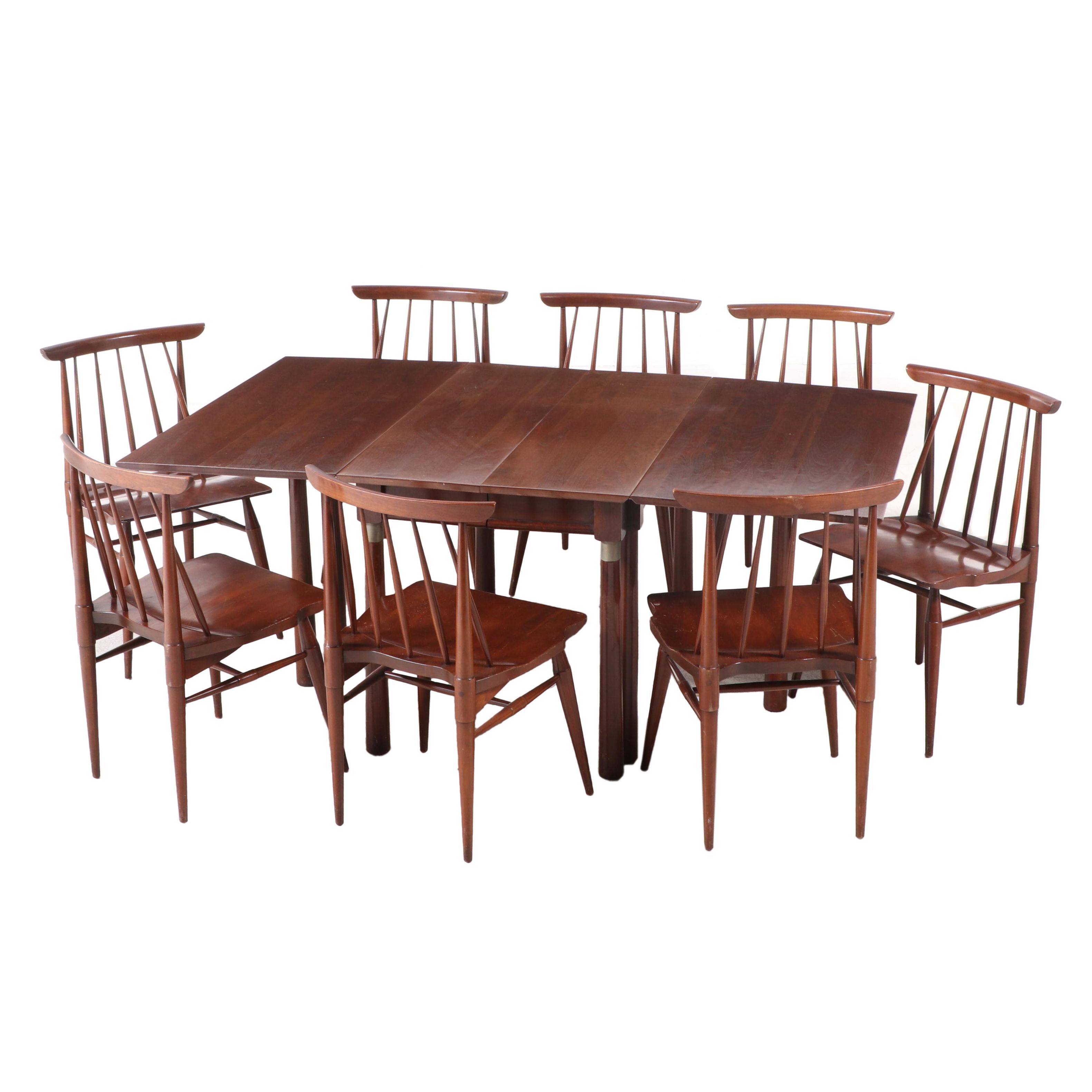Willett "Trans-East" Cherry Drop-Leaf Dining Table and Chairs, Mid-20th Century