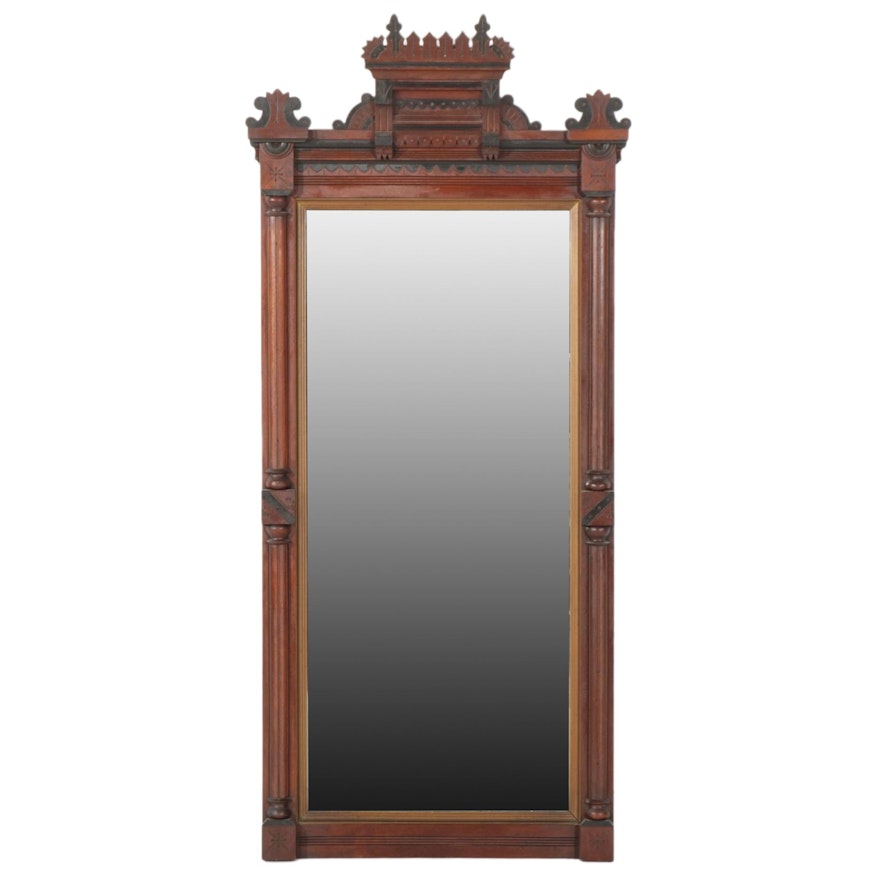 Eastlake Mahogany Rectangular Wall Mirror, Late 19th Century