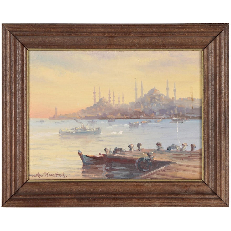 Oil Painting of Istanbul Across the Bosphorus