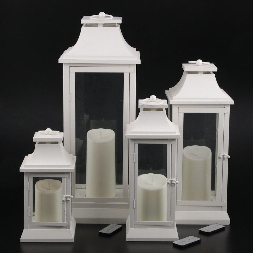 Luminara Metal and Glass Lanterns with Remote Control Candles