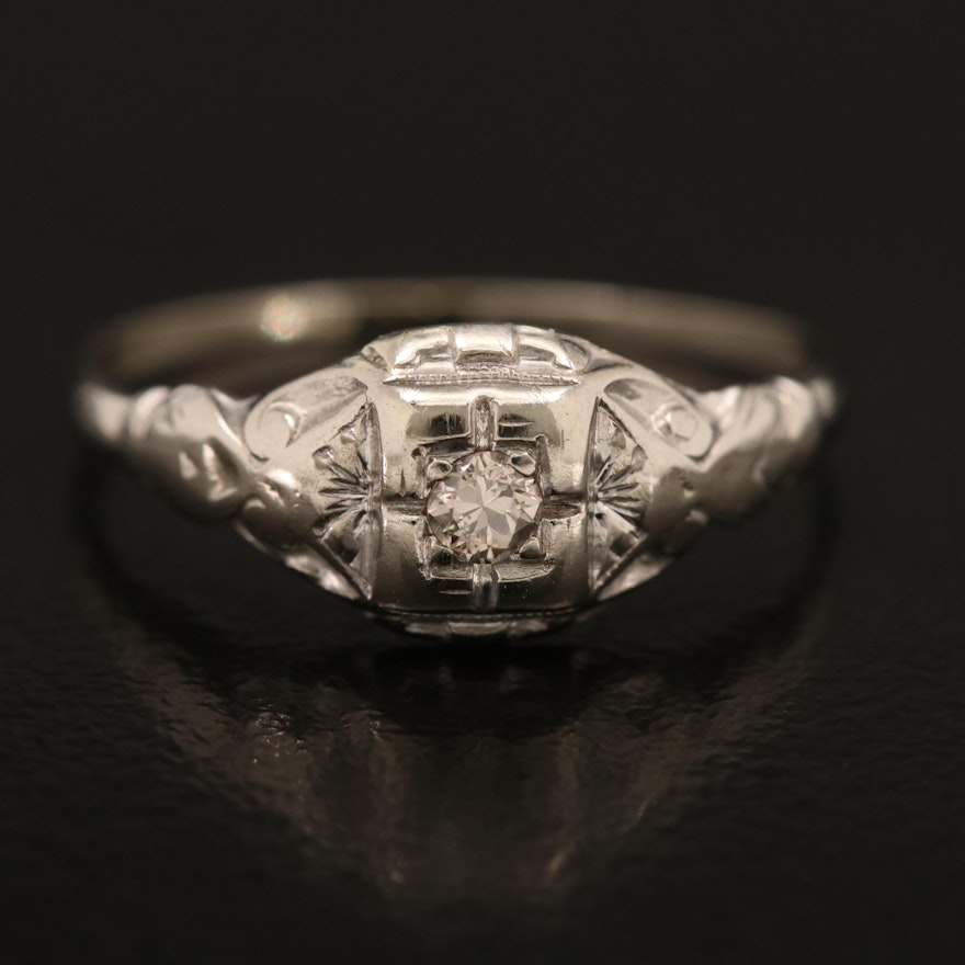 Art Deco 10K 0.06 CT Diamond Ring