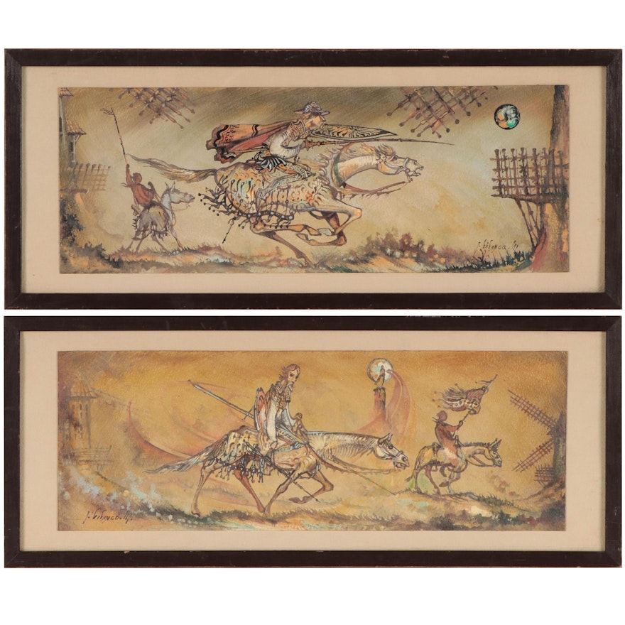 Vivanco Gouache Paintings of Don Quixote of La Mancha, 1989