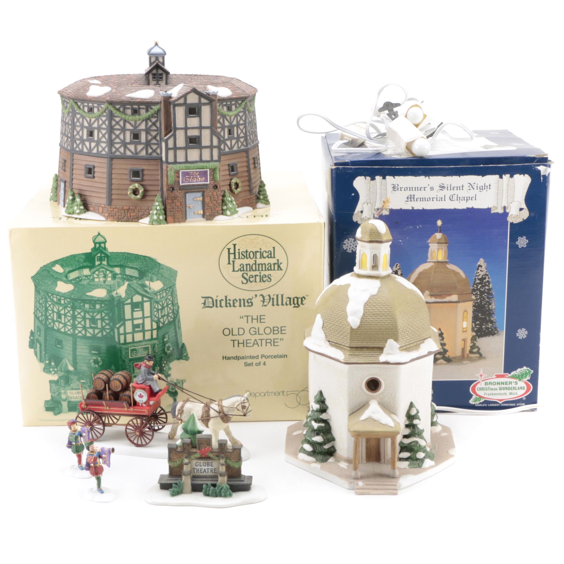 Department 56 "The Old Globe Theatre" with Other Porcelain Buildings