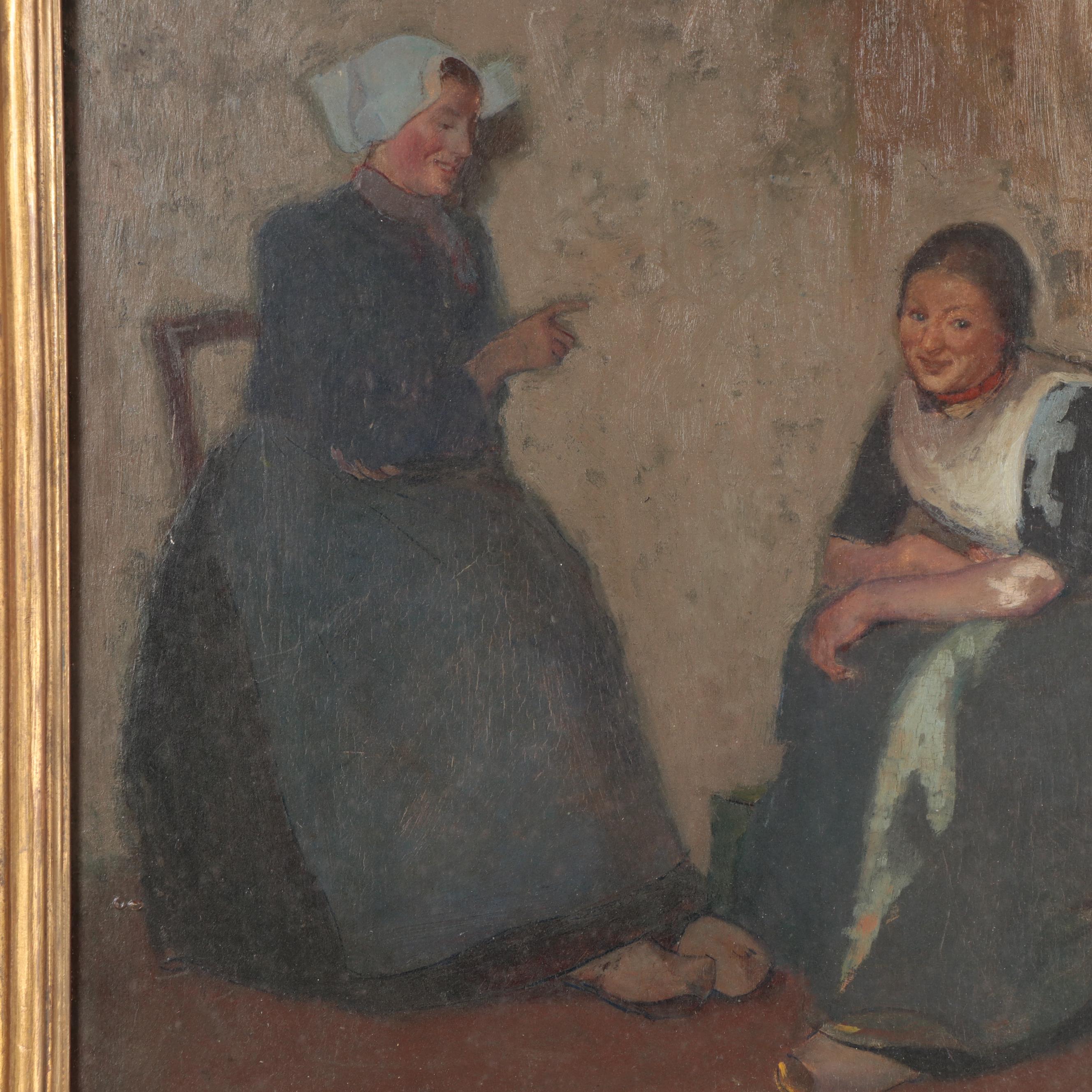 Myron G. Barlow Oil Painting "A Little Sunlight," Early 20th Century