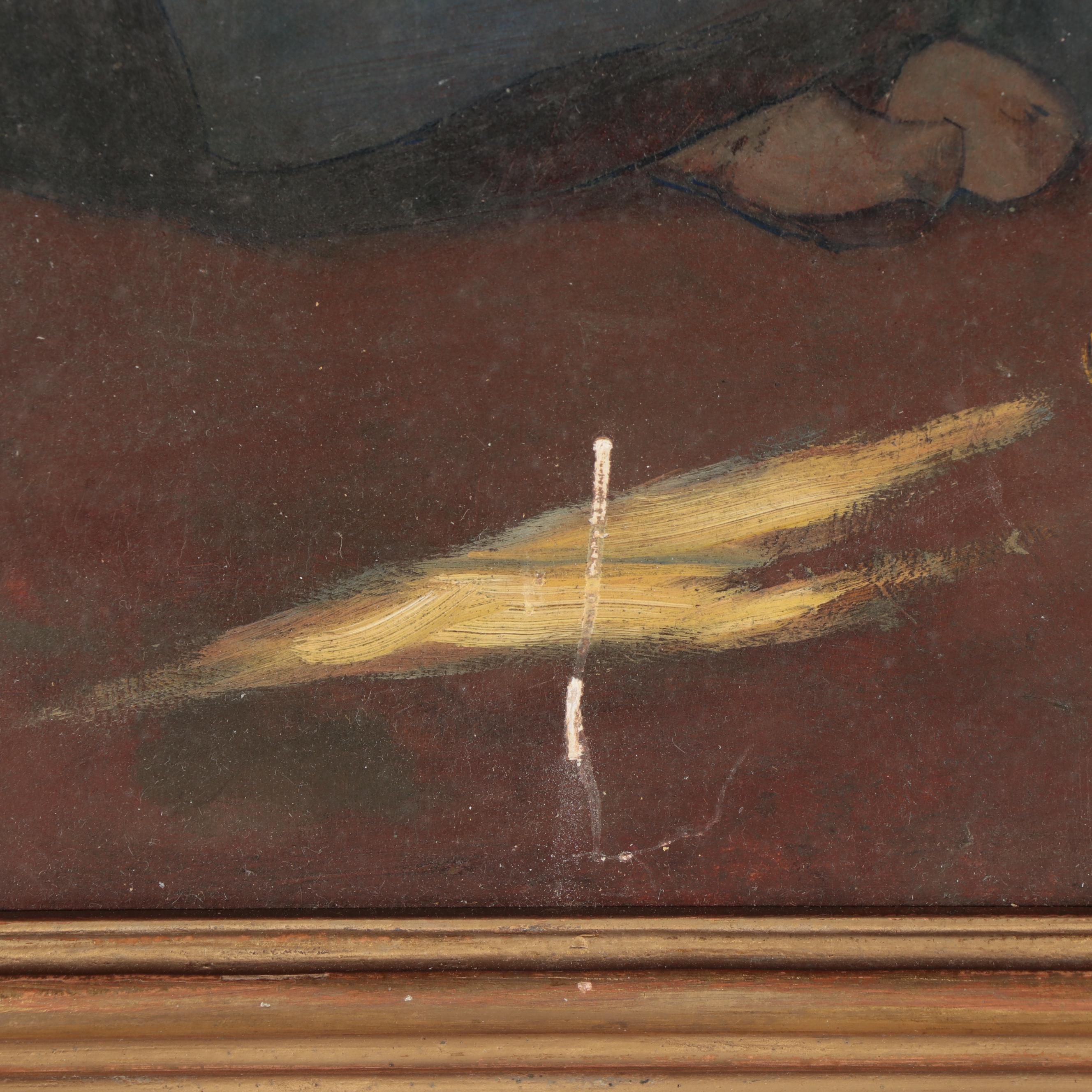 Myron G. Barlow Oil Painting "A Little Sunlight," Early 20th Century