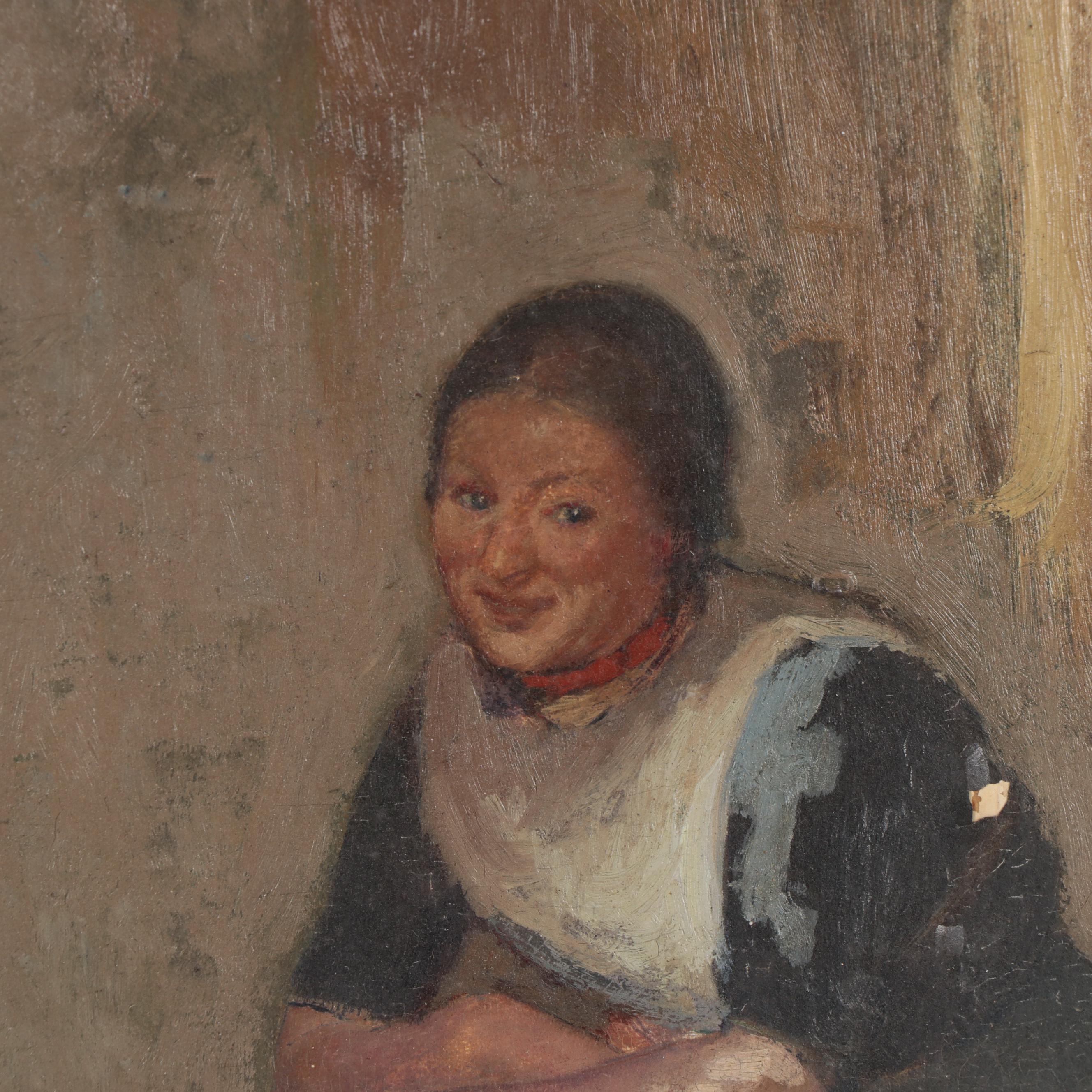 Myron G. Barlow Oil Painting "A Little Sunlight," Early 20th Century