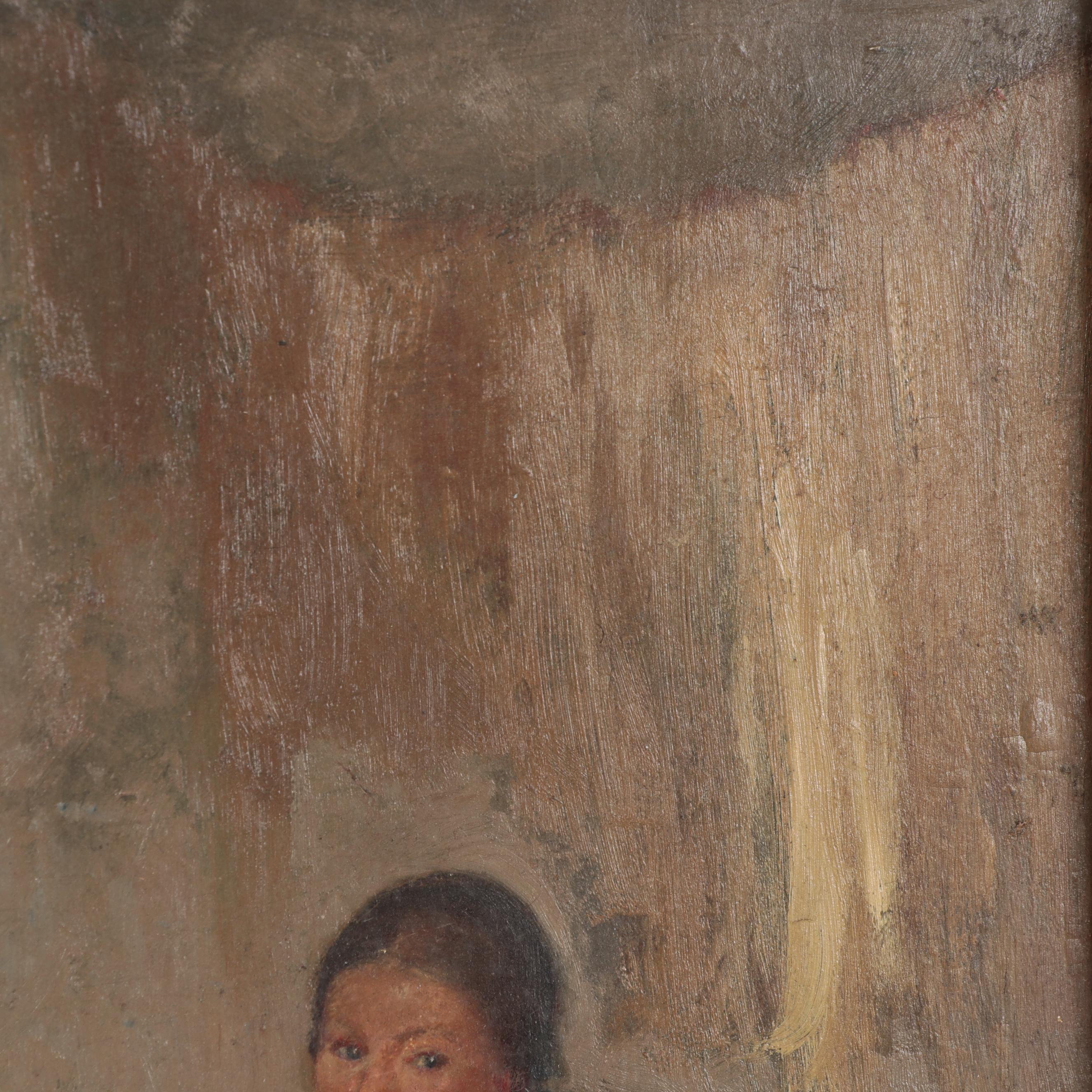 Myron G. Barlow Oil Painting "A Little Sunlight," Early 20th Century