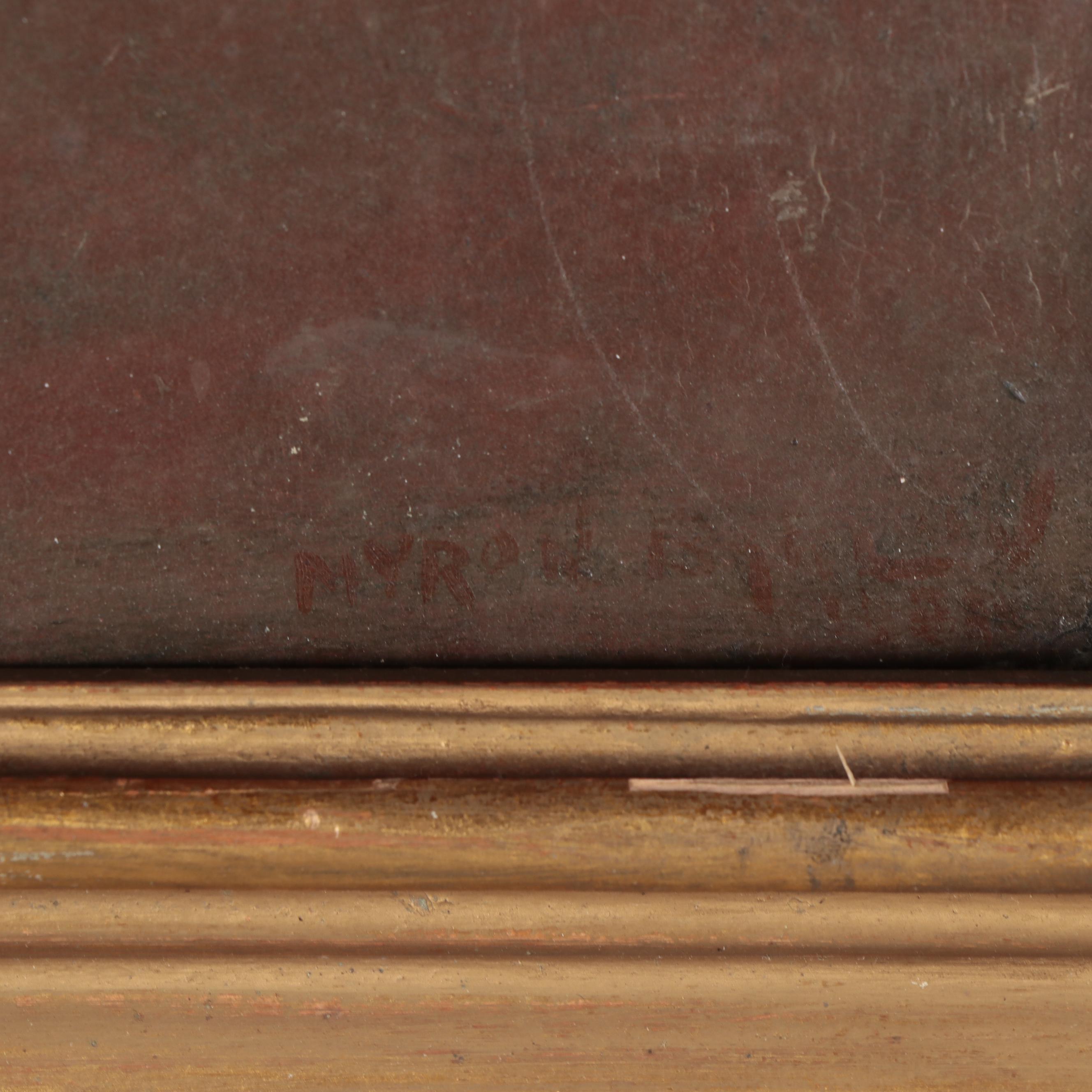 Myron G. Barlow Oil Painting "A Little Sunlight," Early 20th Century