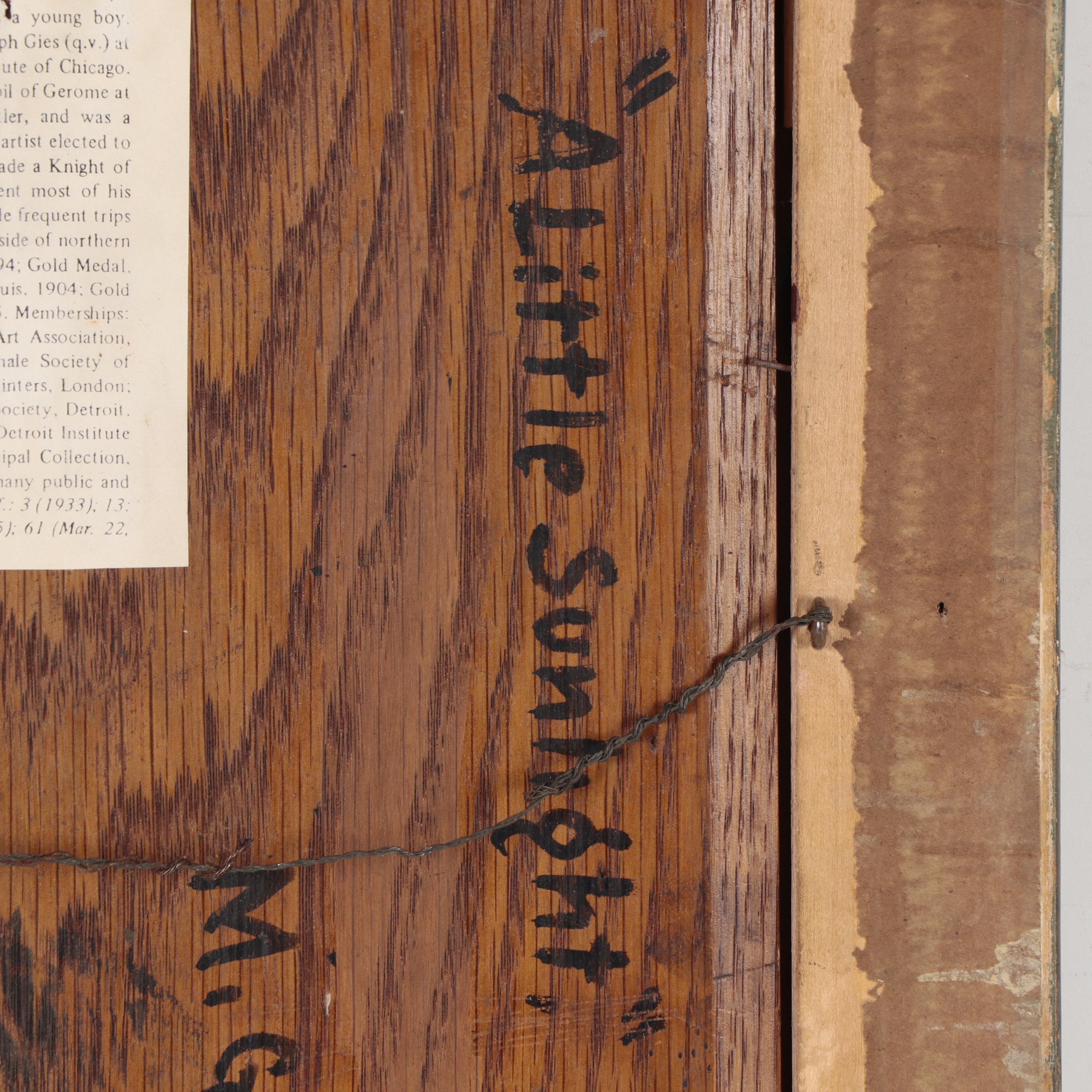 Myron G. Barlow Oil Painting "A Little Sunlight," Early 20th Century