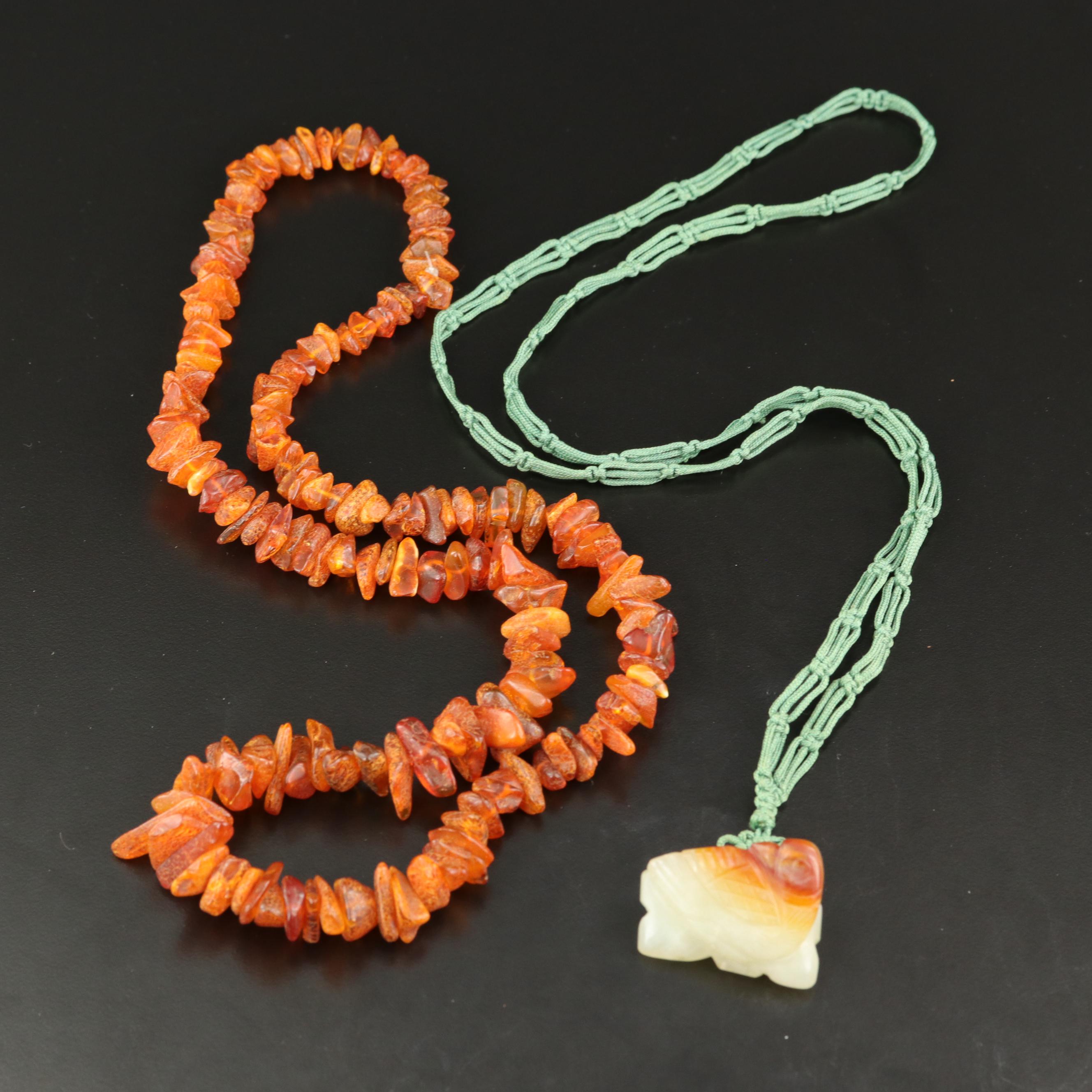 Macramé Serpentine and Graduated Copal Necklaces