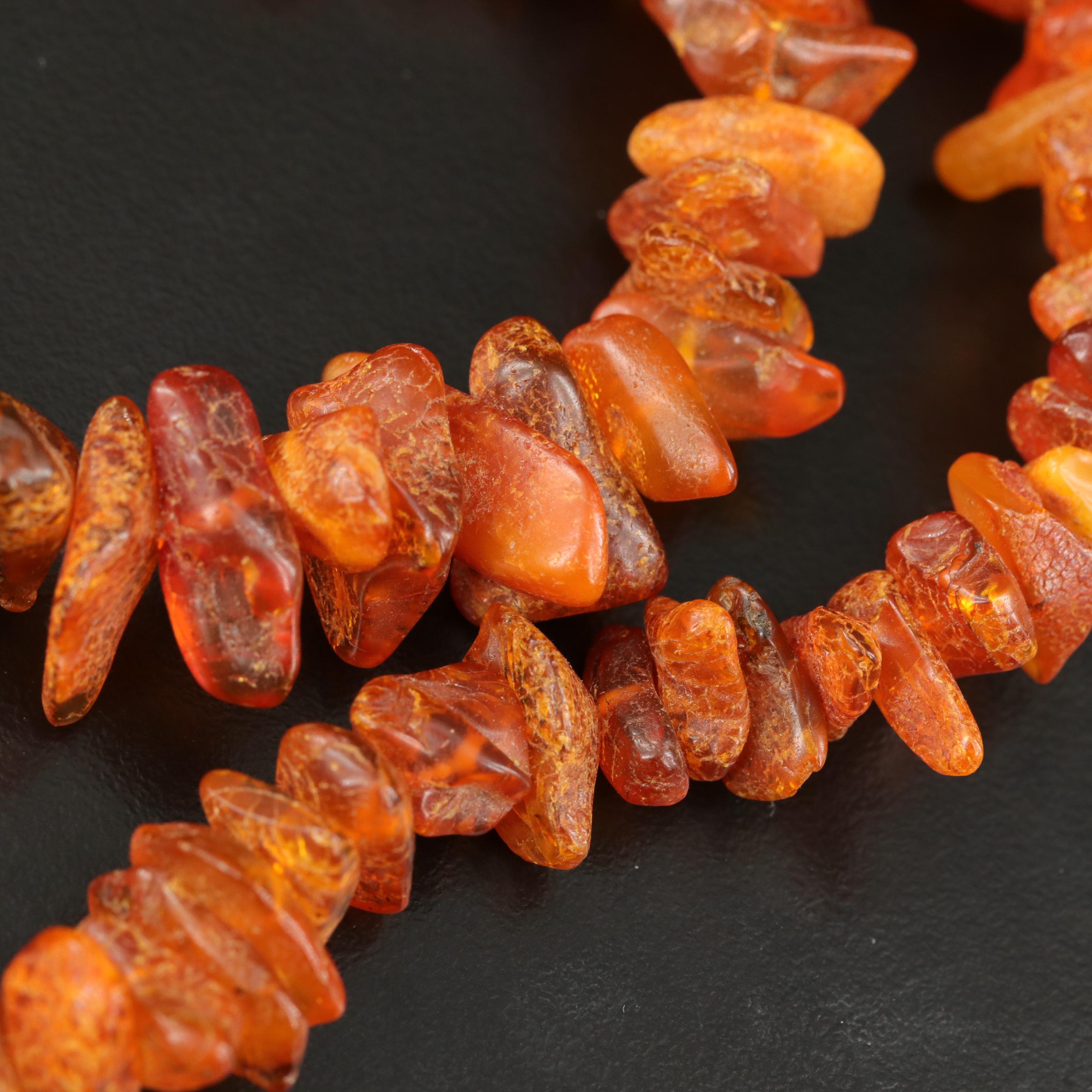 Macramé Serpentine and Graduated Copal Necklaces