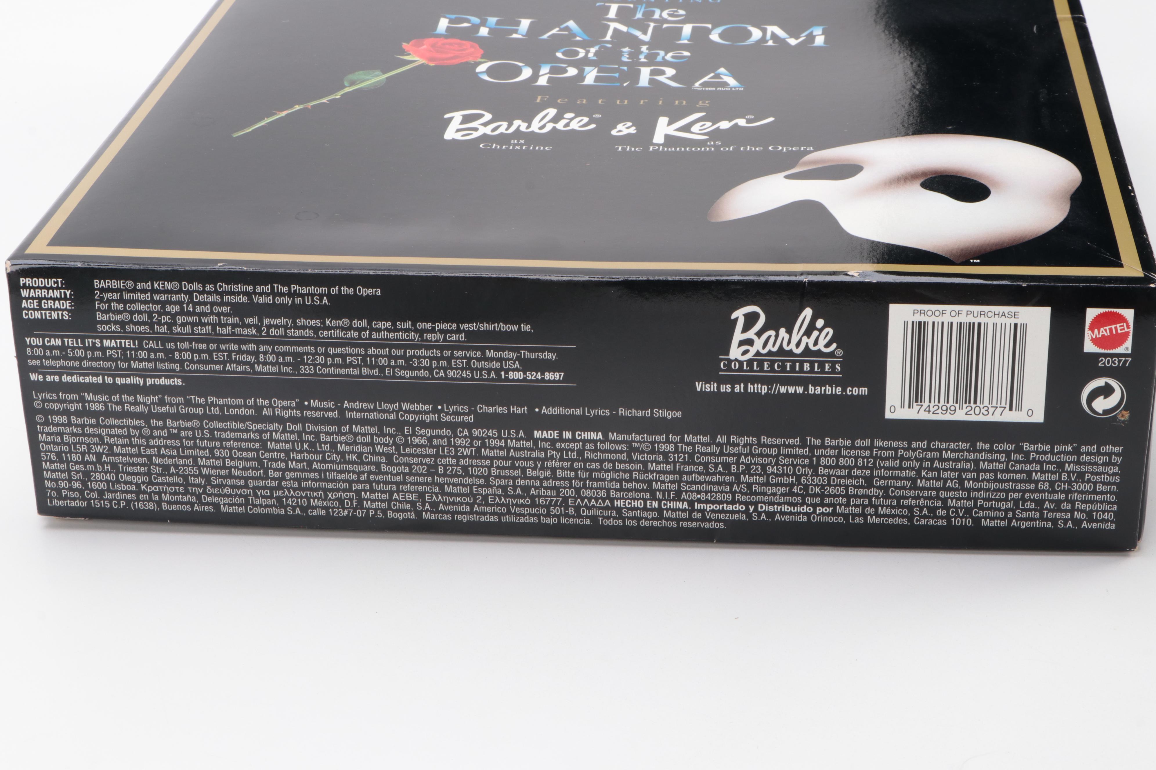 Mattel "Phantom of the Opera" Barbie and Ken Dolls, Exclusively for FAO Schwarz