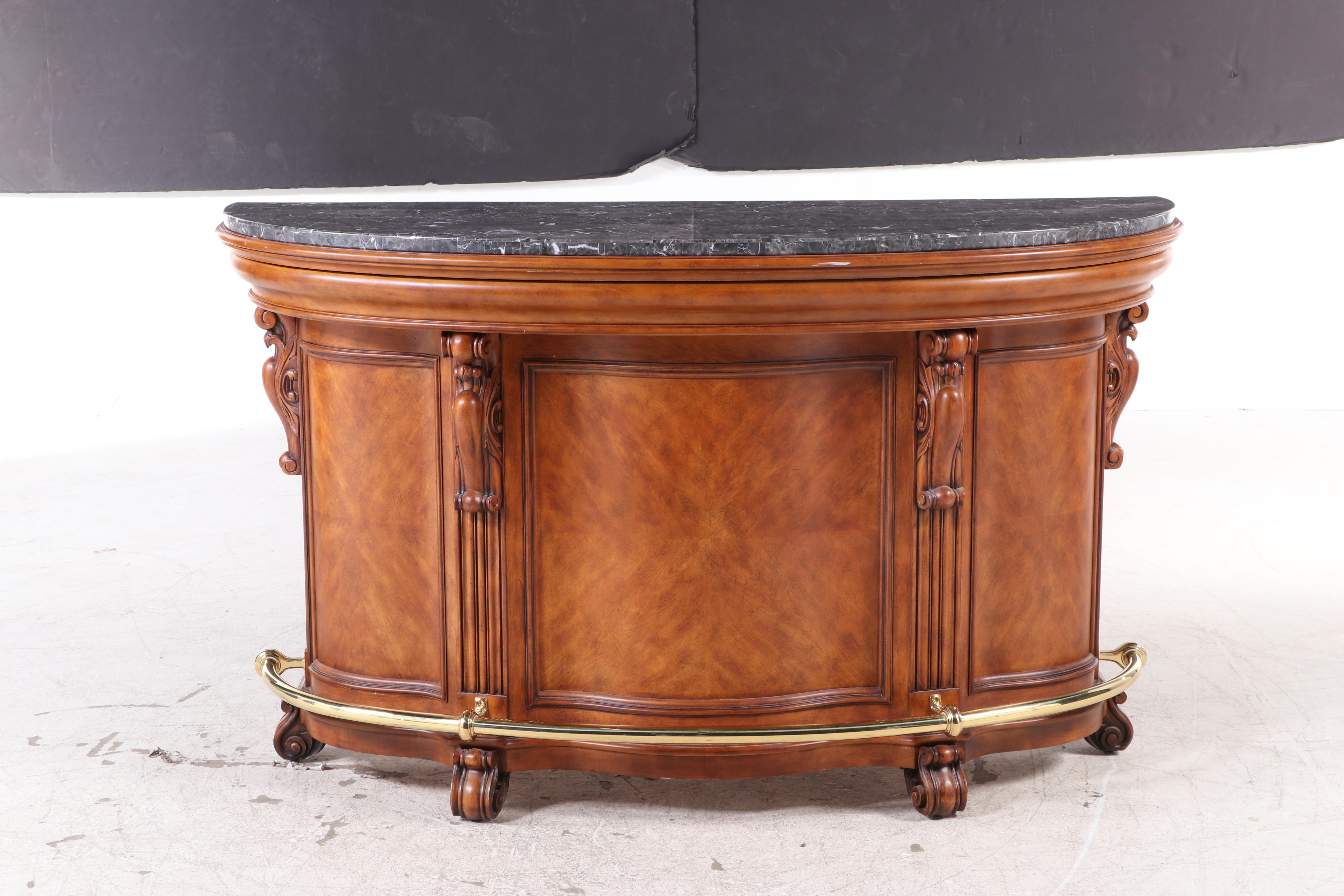 Pulaski Furniture "Edwardian Collection" Cherry-Veneered and Marble Top Bar