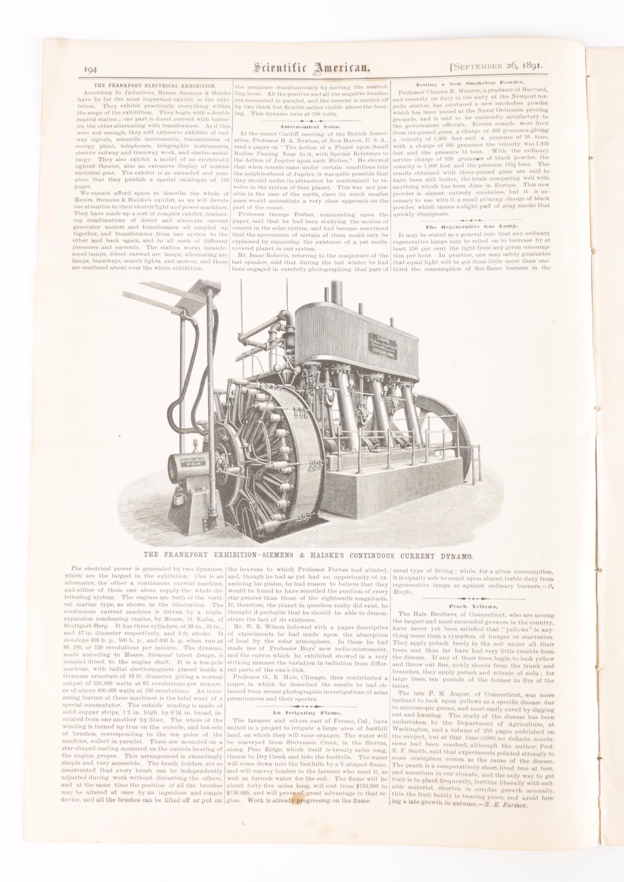 1915 "Scientific American" Magazine 70th Anniversary Issue with Other Issues