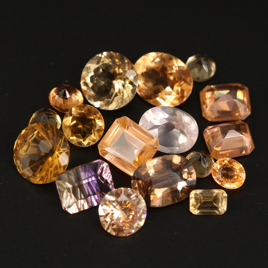 Loose Mixed Gemstones with Ametrine, Citrine and Cubic Zirconia