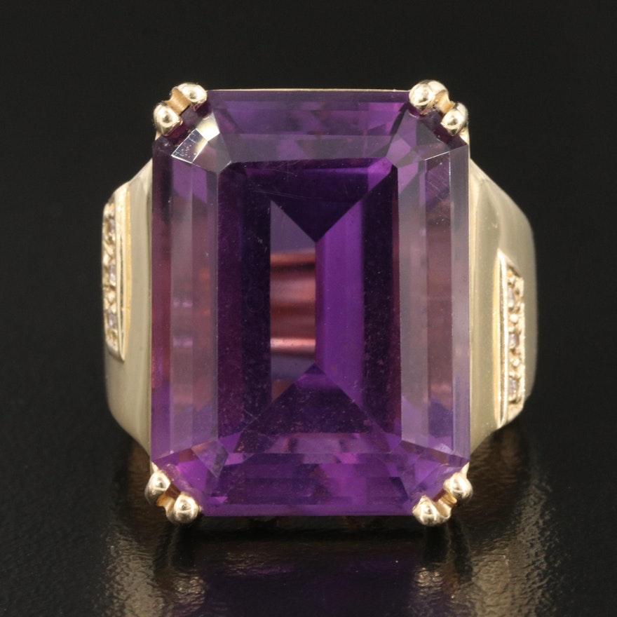 14K Amethyst and Diamond Ring