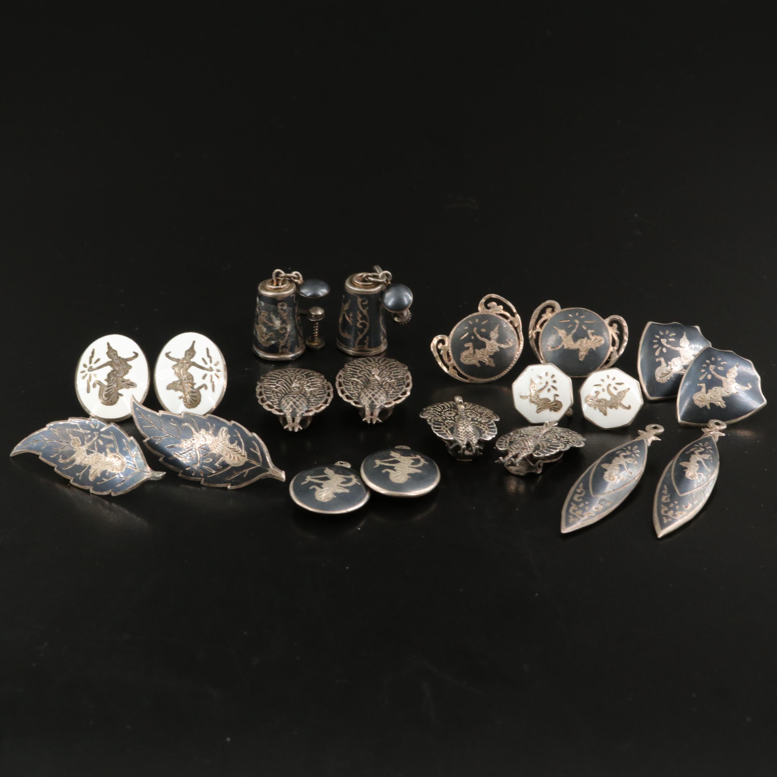 Vintage Thai Sterling Niello Jewelry