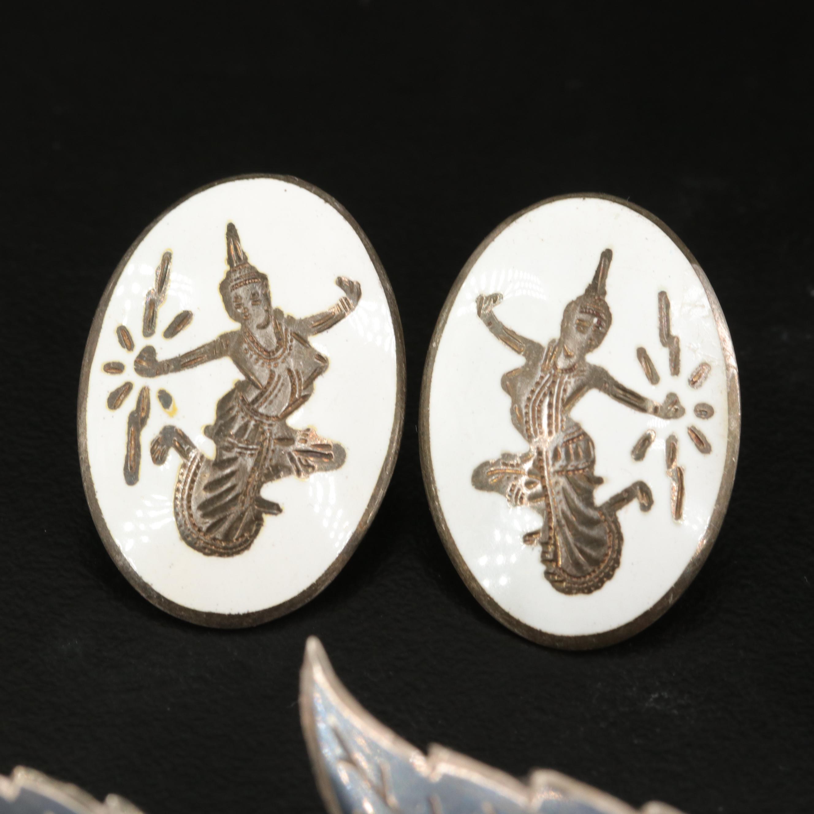 Vintage Thai Sterling Niello Jewelry