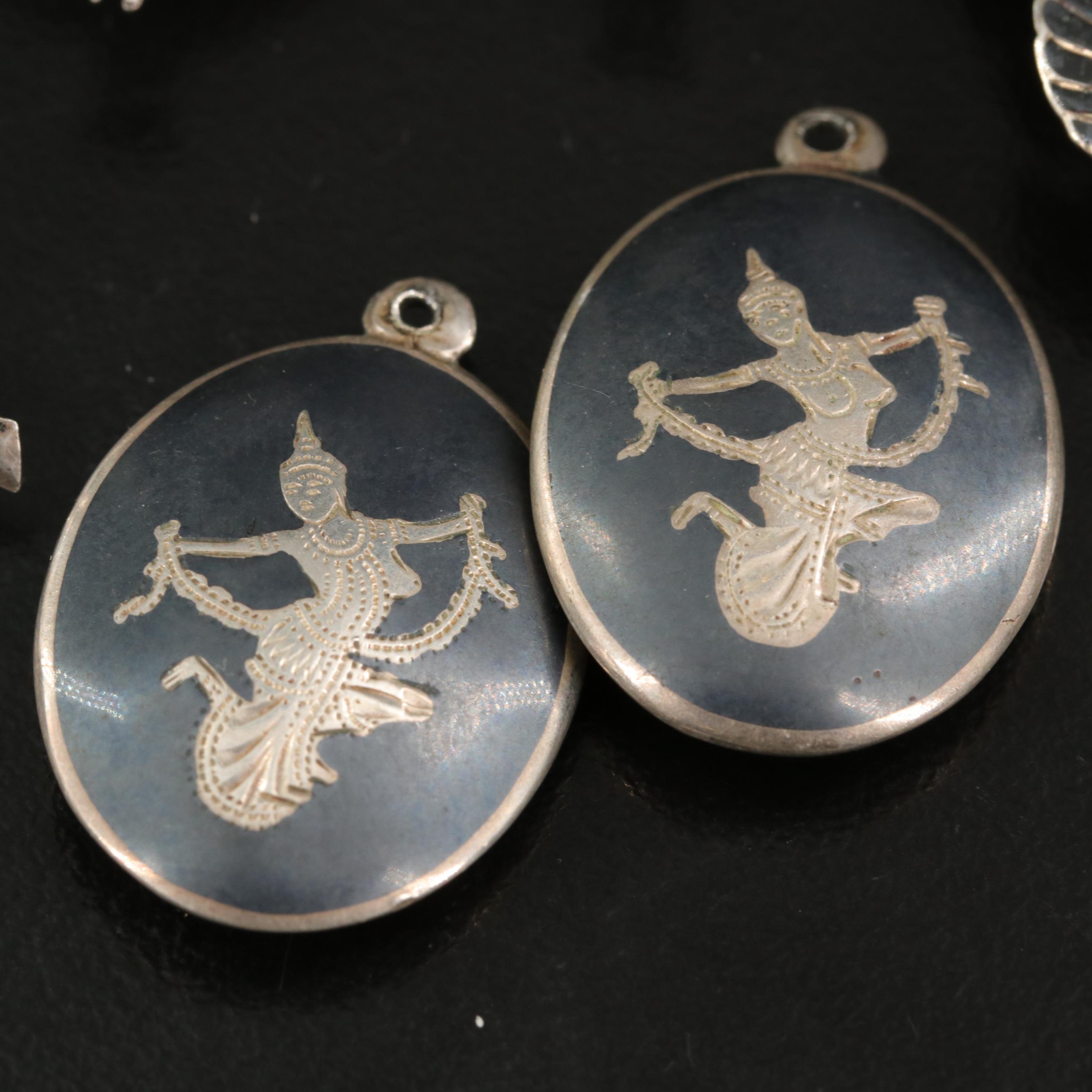Vintage Thai Sterling Niello Jewelry