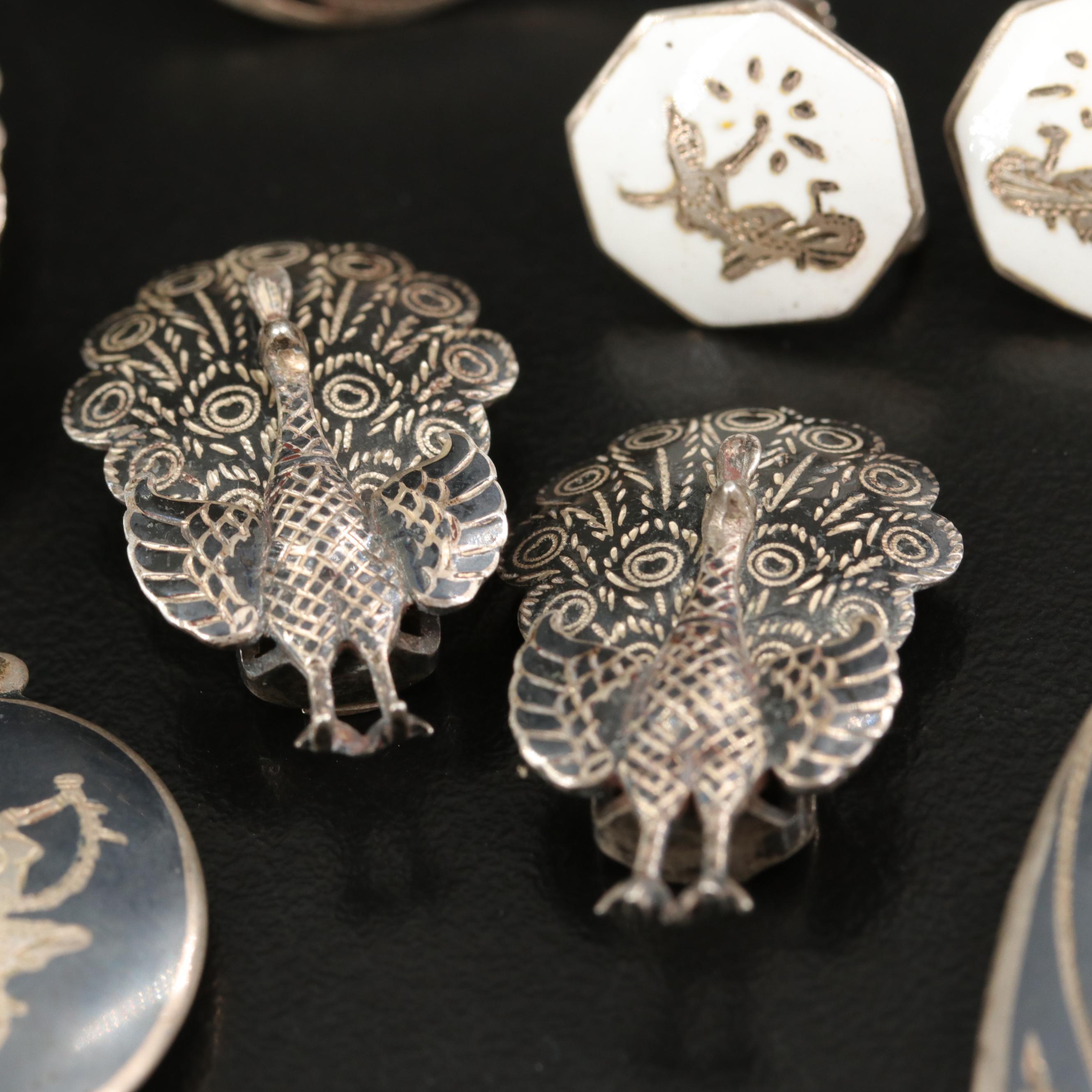 Vintage Thai Sterling Niello Jewelry