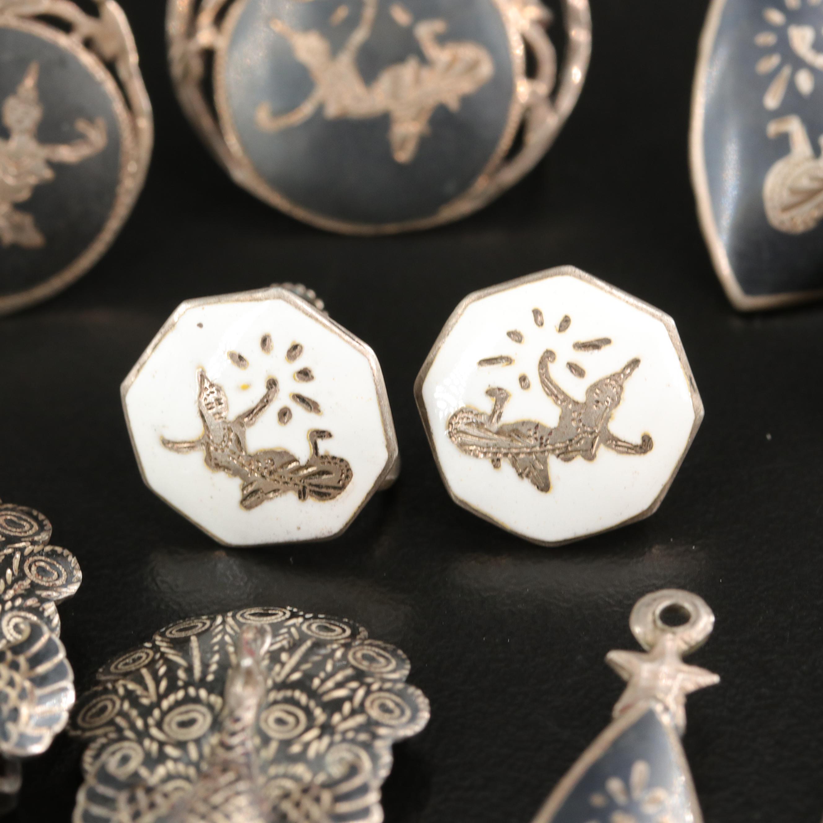 Vintage Thai Sterling Niello Jewelry