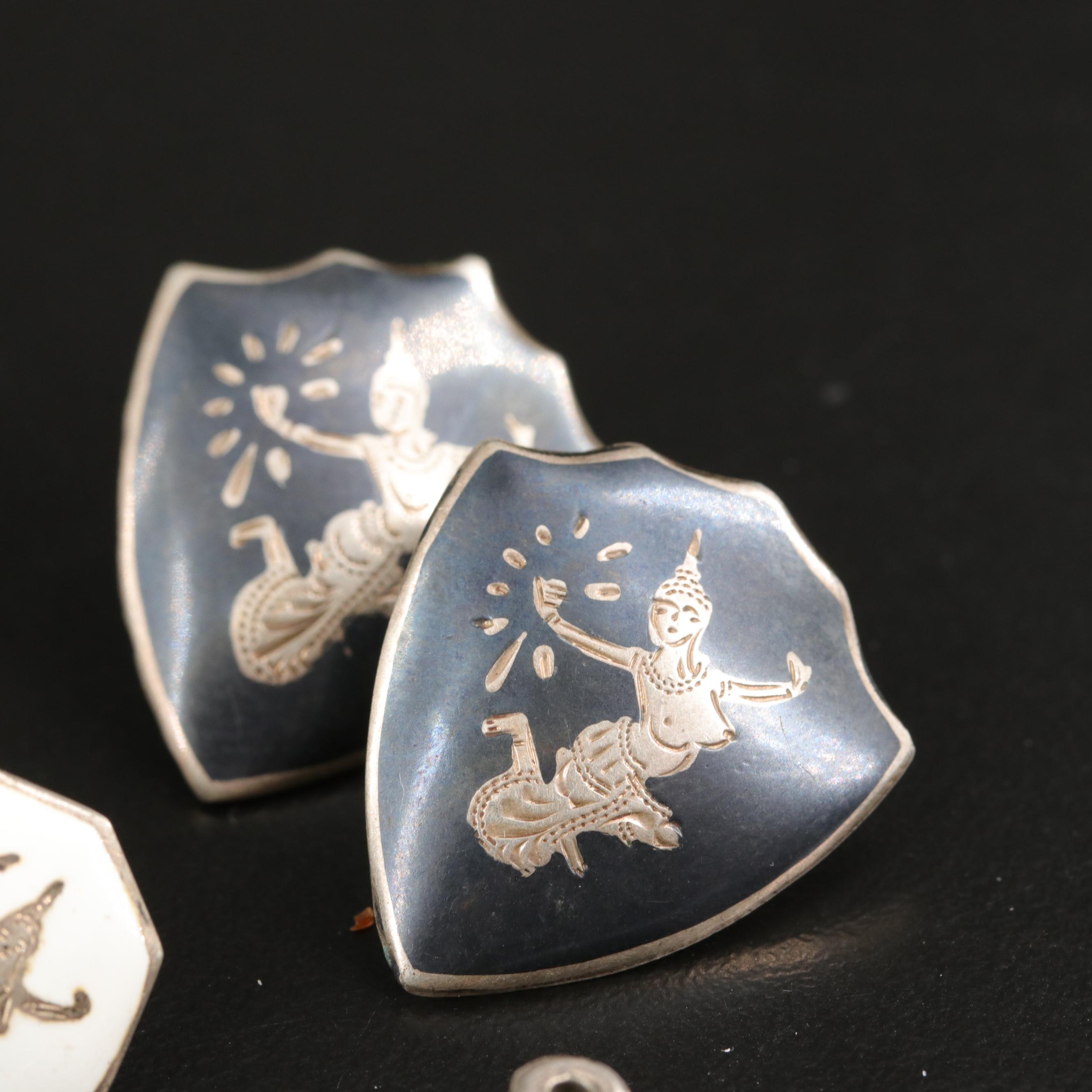 Vintage Thai Sterling Niello Jewelry