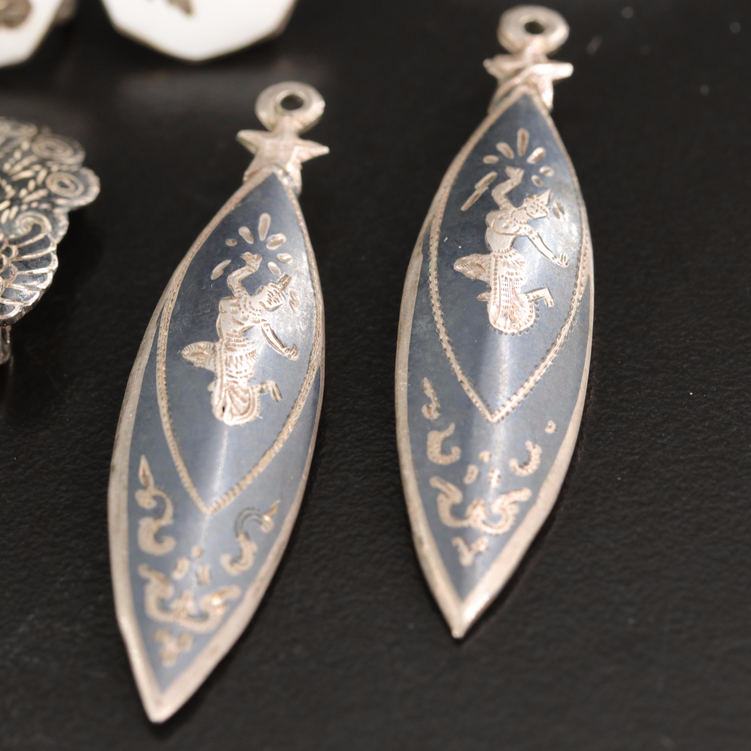 Vintage Thai Sterling Niello Jewelry