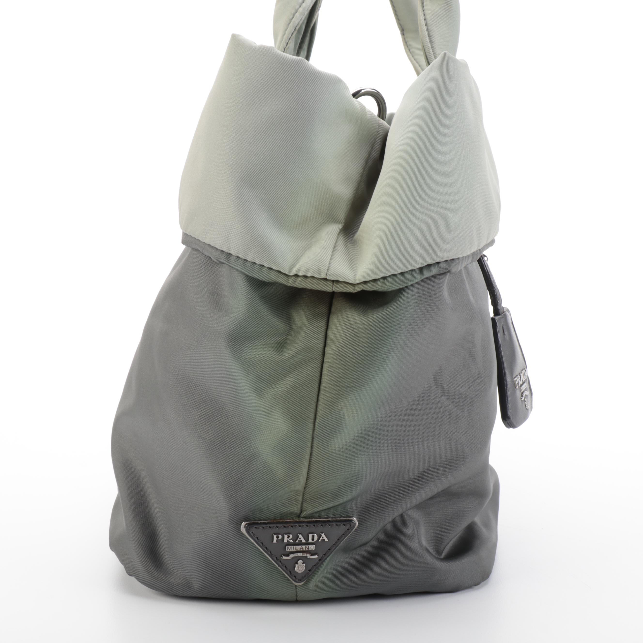 Prada Tote Bag in Grey Bicolor Padded Tessuto Nylon with Leather Trim