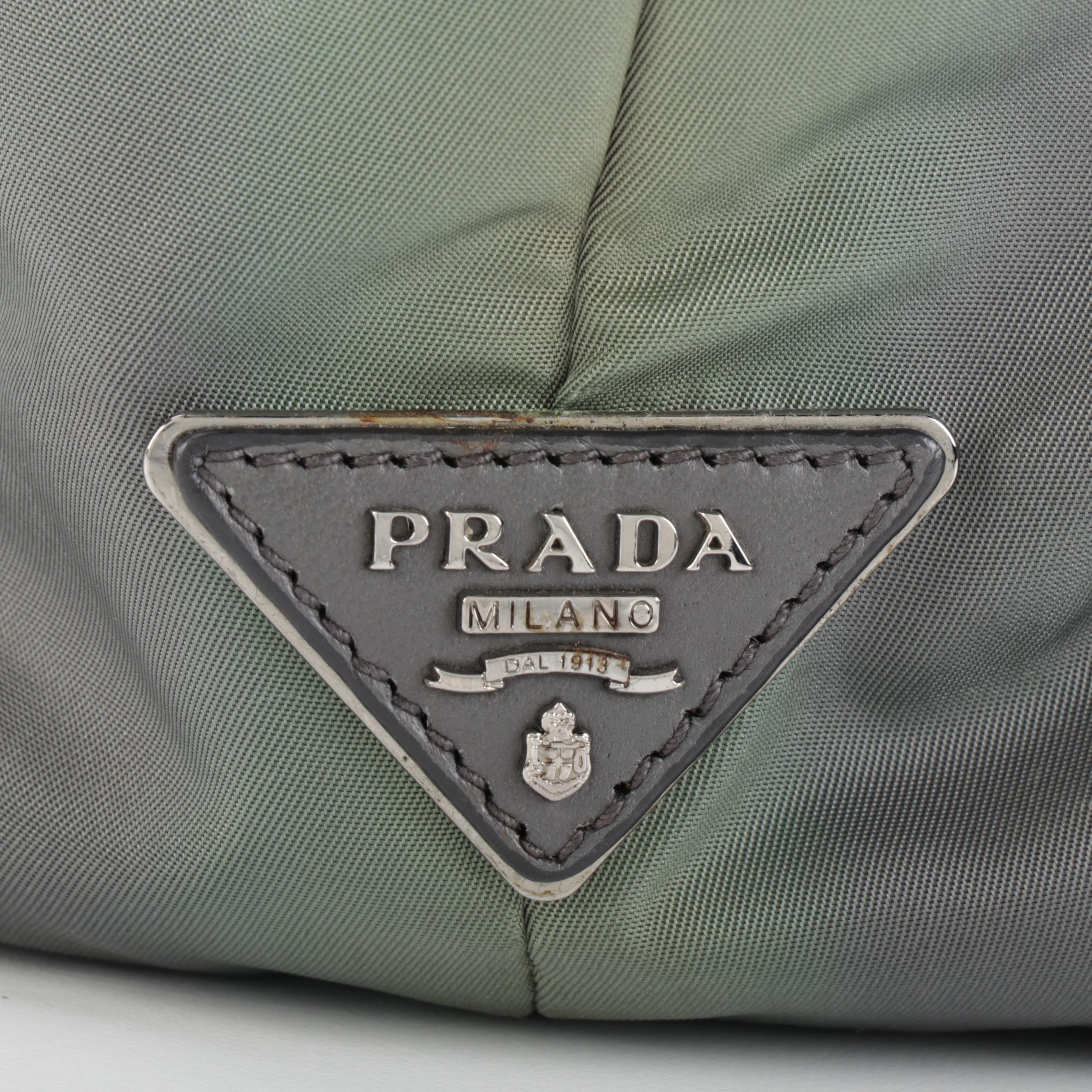 Prada Tote Bag in Grey Bicolor Padded Tessuto Nylon with Leather Trim