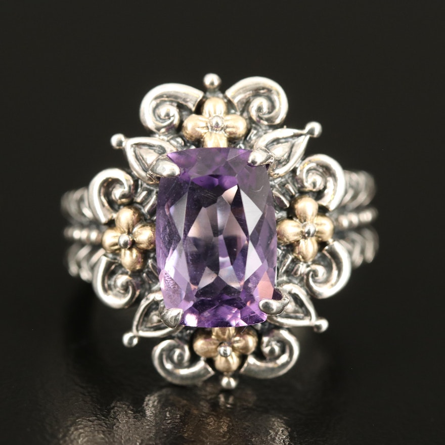 Bixby Sterling Amethyst Ring with 18K Accents