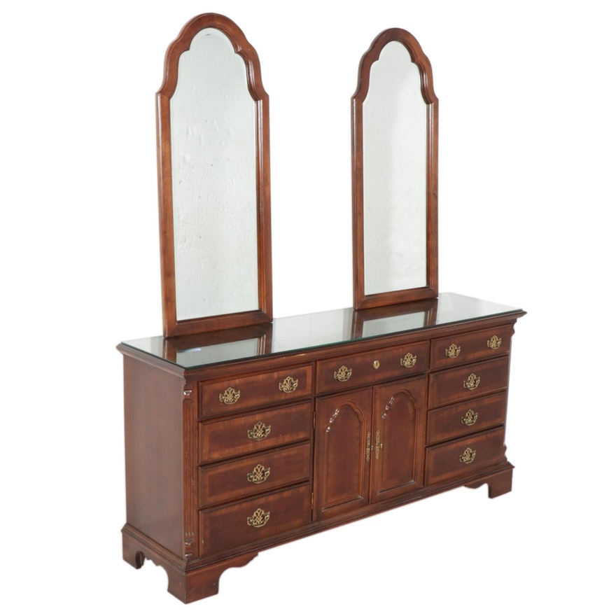 Chippendale Style Mahogany Dresser with Two Mirrors, Late 20th Century