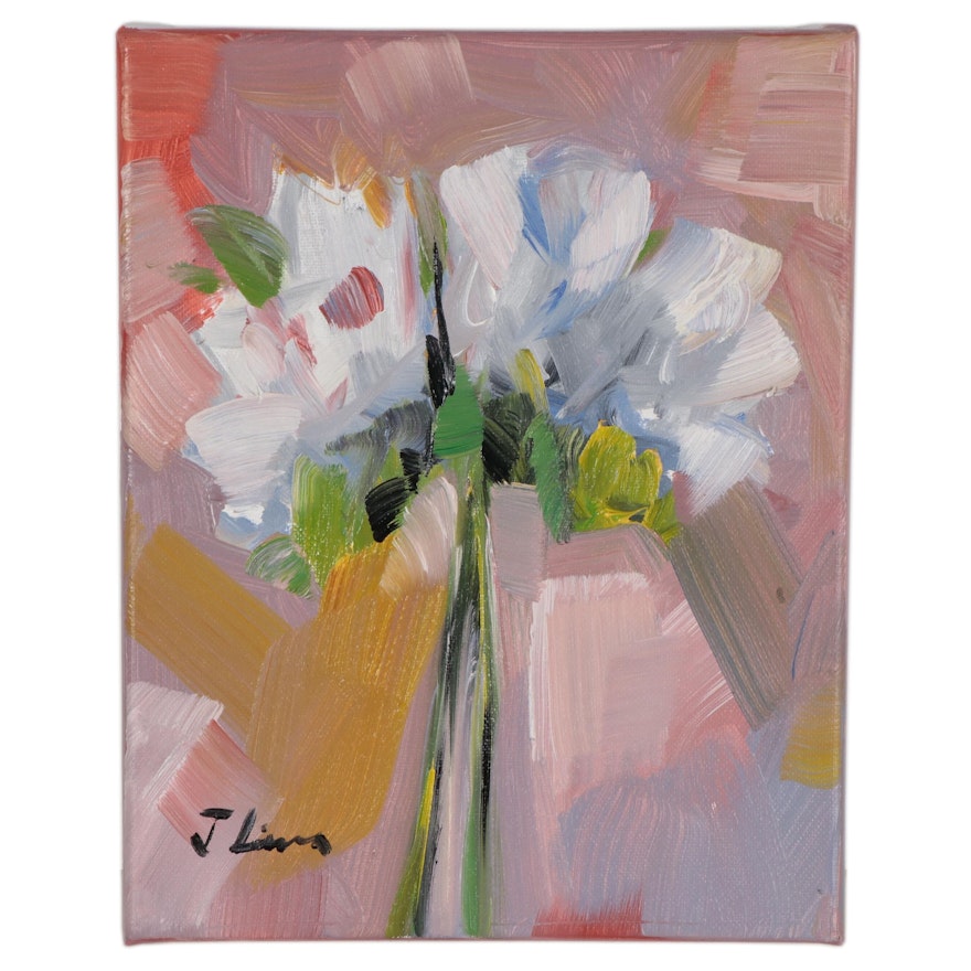 José M. Lima Abstract Floral Oil Painting, 2021