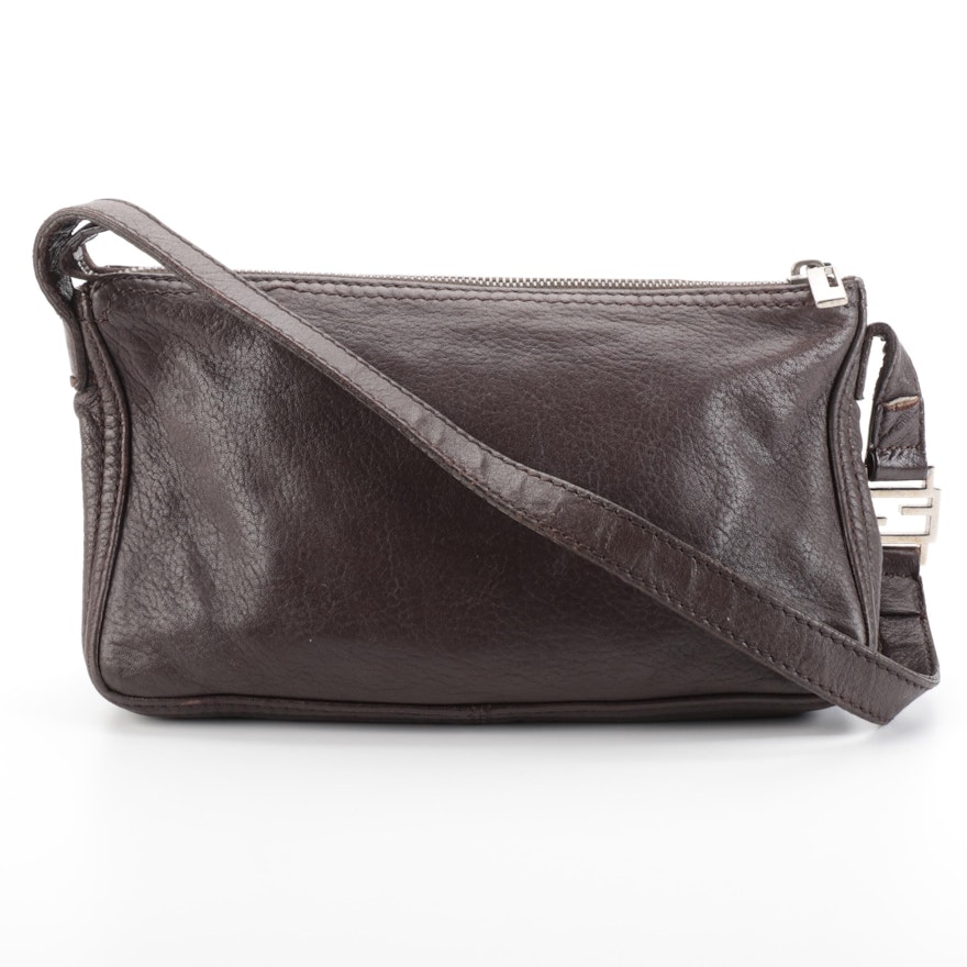 Fendi Small Shoulder Bag in Dark Brown Leather