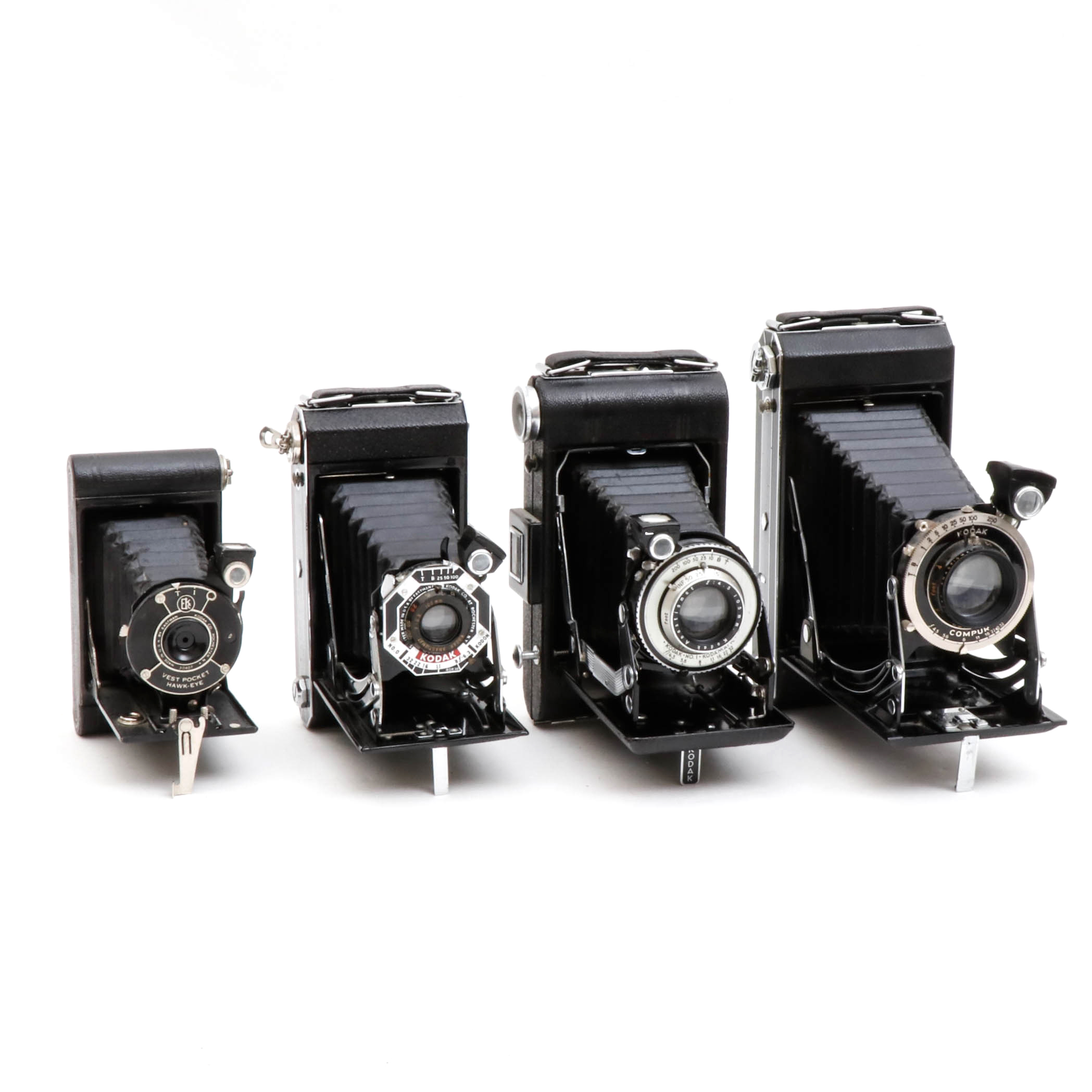 Kodak Vest Pocket Hawk-Eye, No. 1 Kodamatic and Compur Folding Cameras