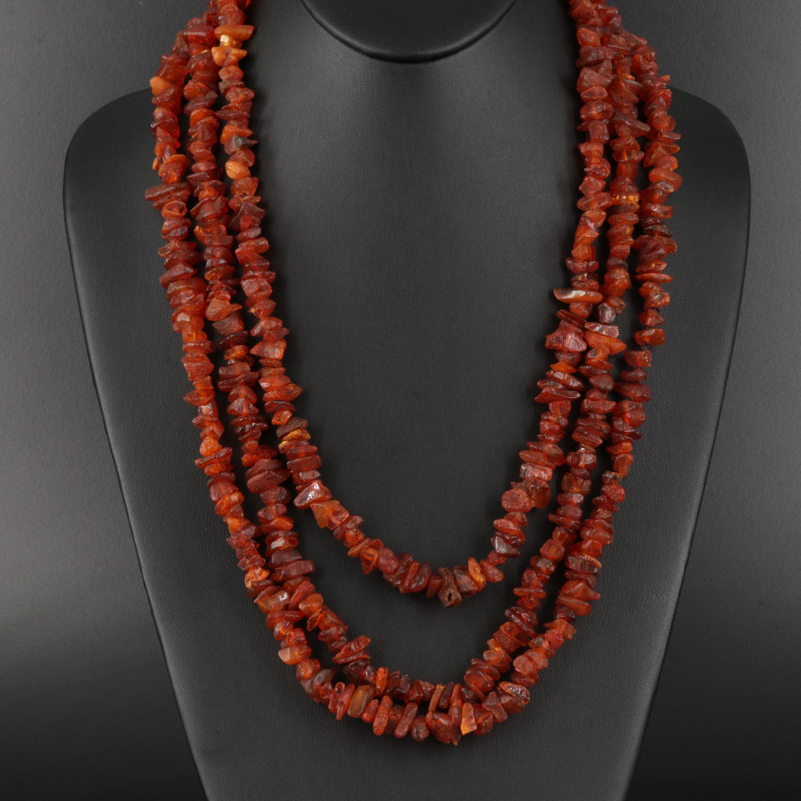 Endless Amber Chip Necklace