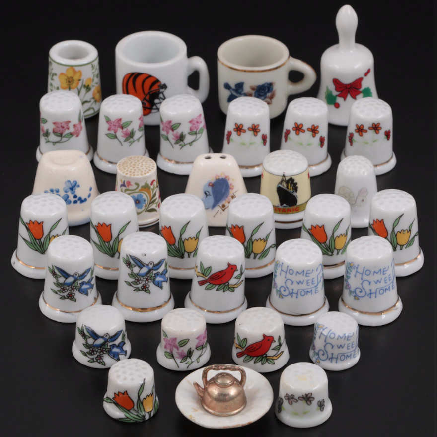 Ceramic Thimbles, Miniature Mugs, Bell, Magnets,