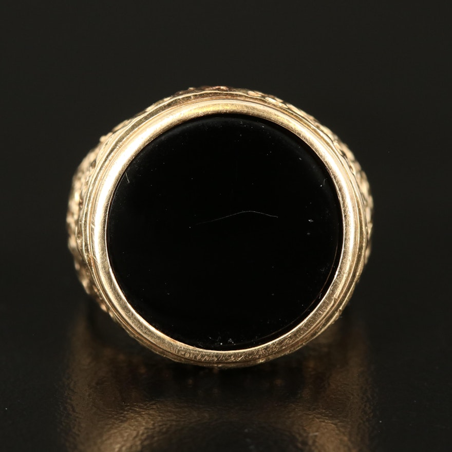 14K Black Onyx Openwork Ring