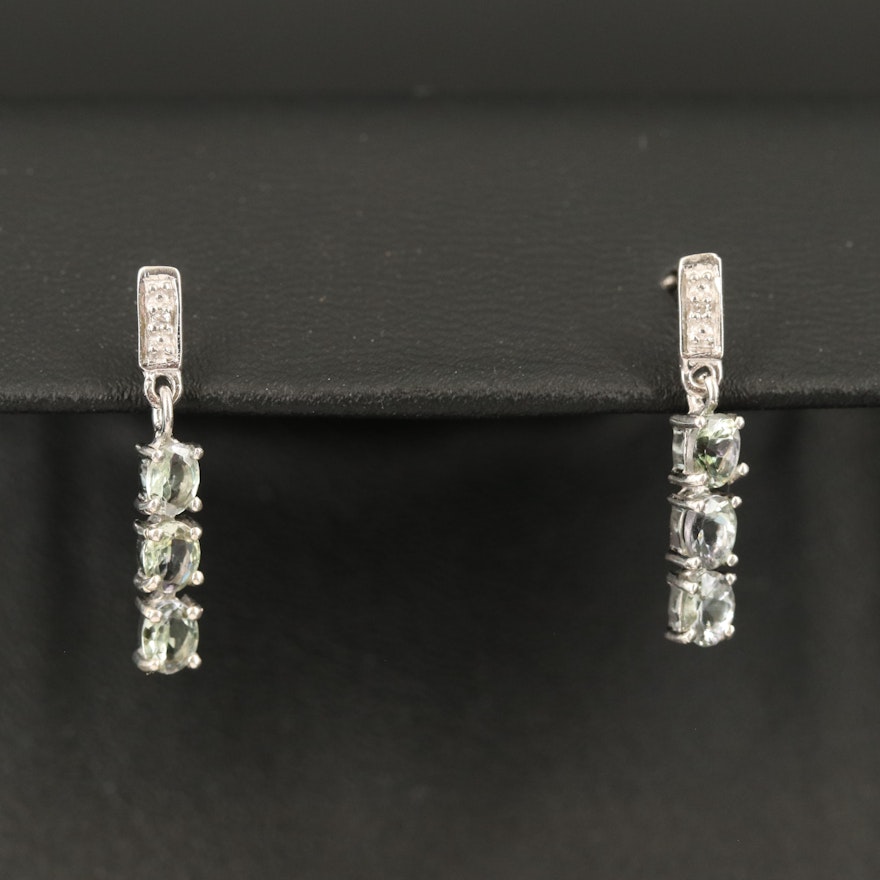 Sterling Tanzanite and Topaz Earrings