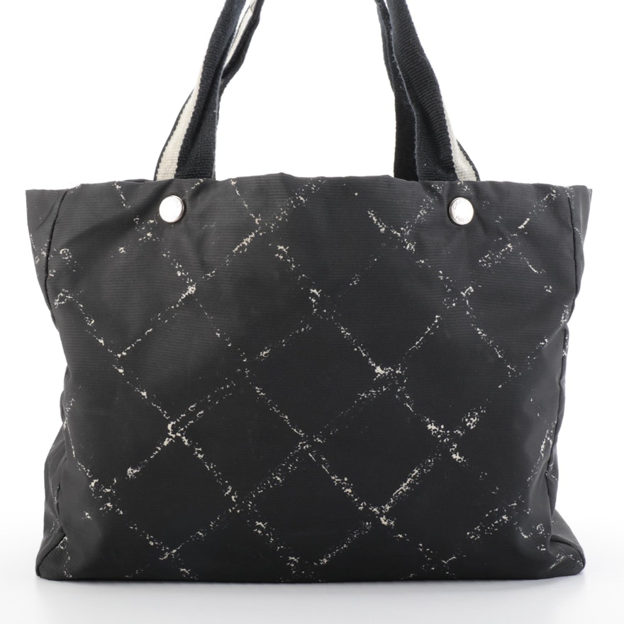 Chanel Travel Line Tote Bag in Printed Black Nylon