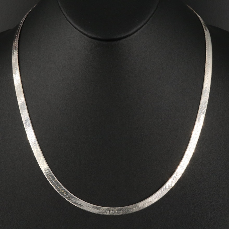 Italian Herringbone Sterling Chain Necklace