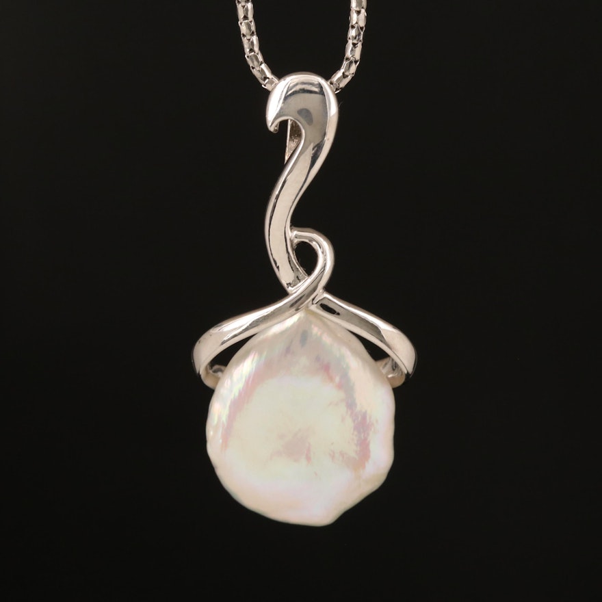 Sterling Pearl Pendant Necklace