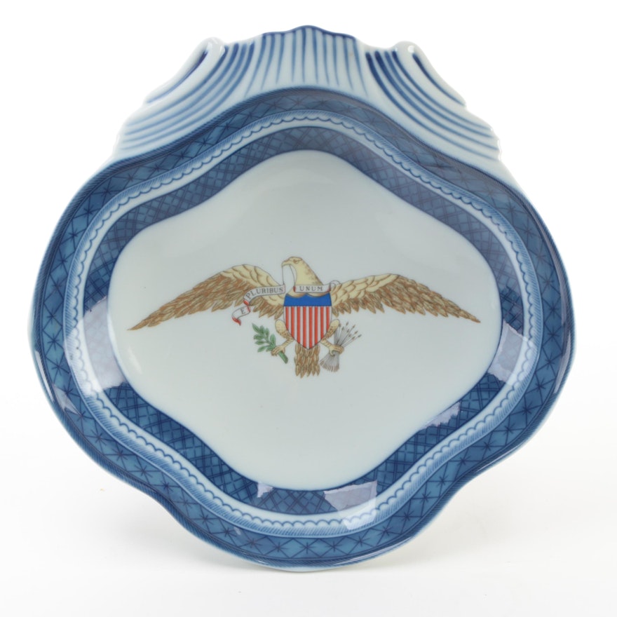 Vista Alegre Porcelain Dish with American Bald Eagle Motif, 21st Century