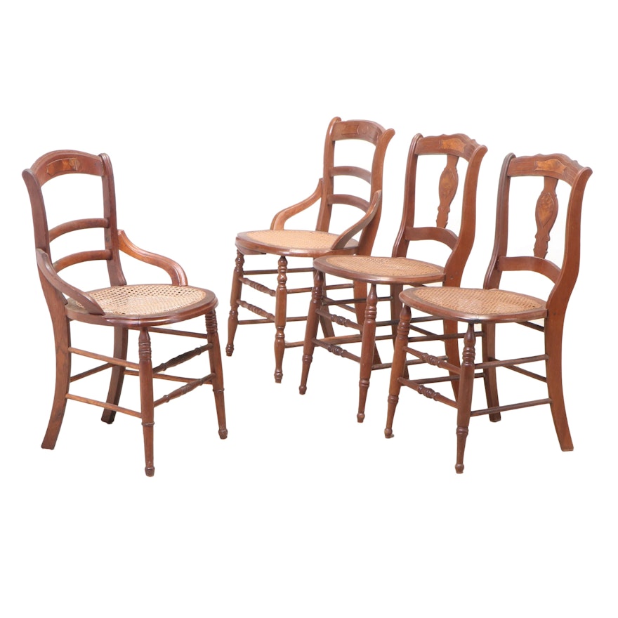 Matched Set of Four Victorian Walnut Side Chairs, Late 19th Century