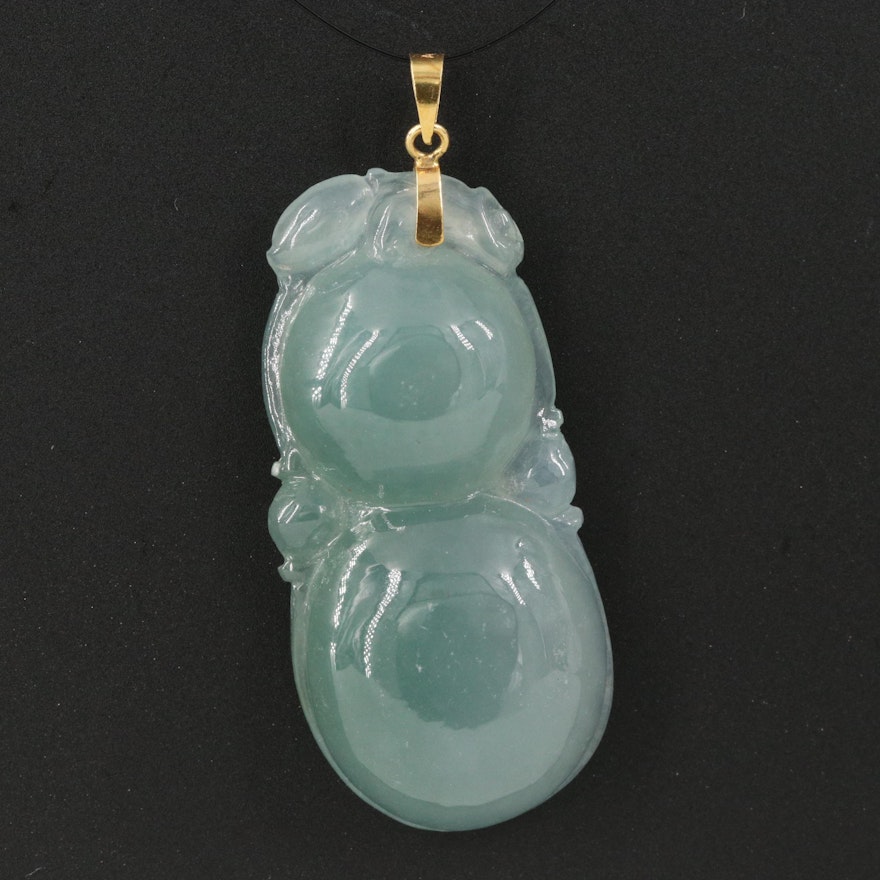 Carved Jadeite Pendant with 18K Accents