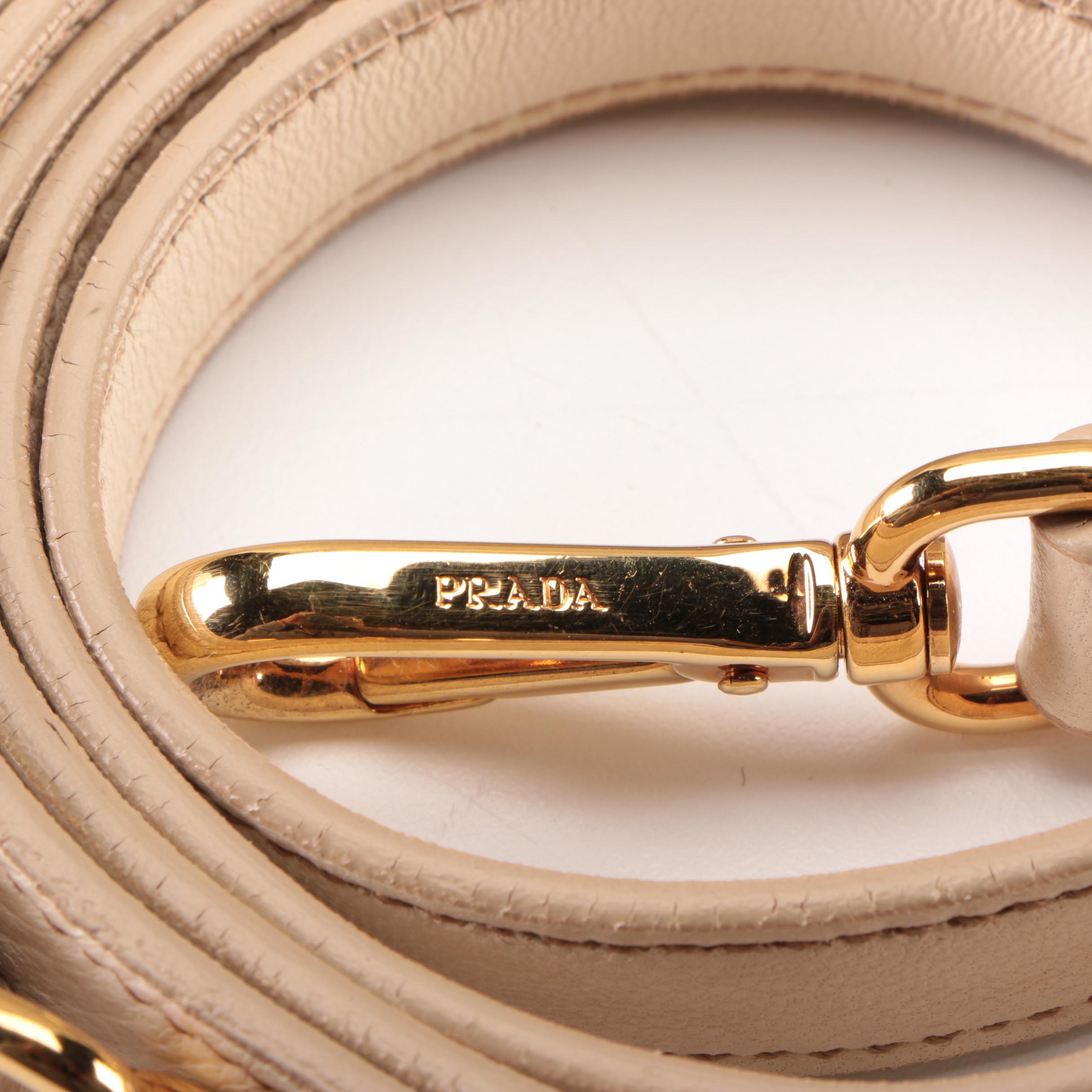 Prada Two-Way Hobo Bag in Off-White Leather with Snakeskin Bow Detail