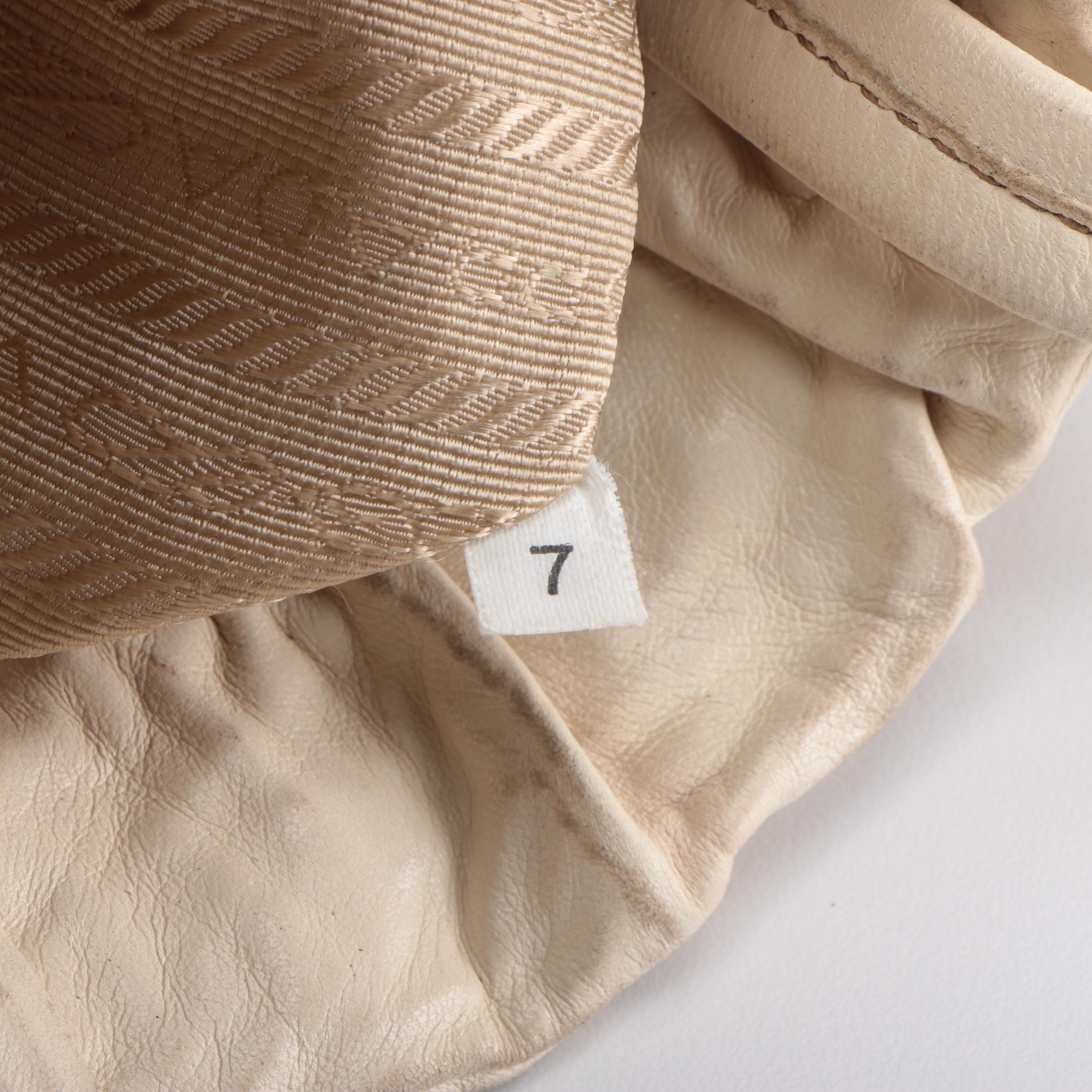 Prada Two-Way Hobo Bag in Off-White Leather with Snakeskin Bow Detail